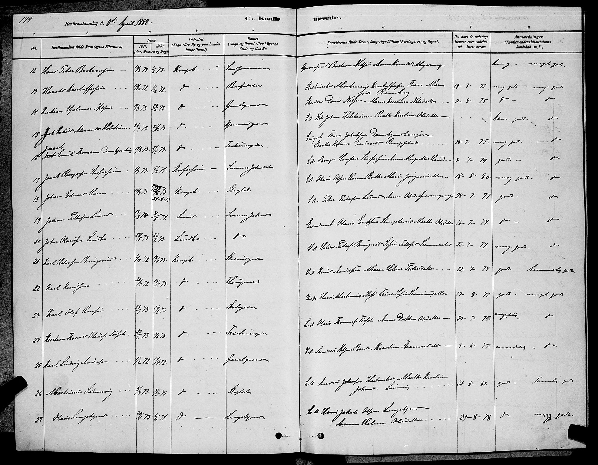 Kongsberg kirkebøker, SAKO/A-22/G/Ga/L0005: Parish register (copy) no. 5, 1878-1889, p. 149