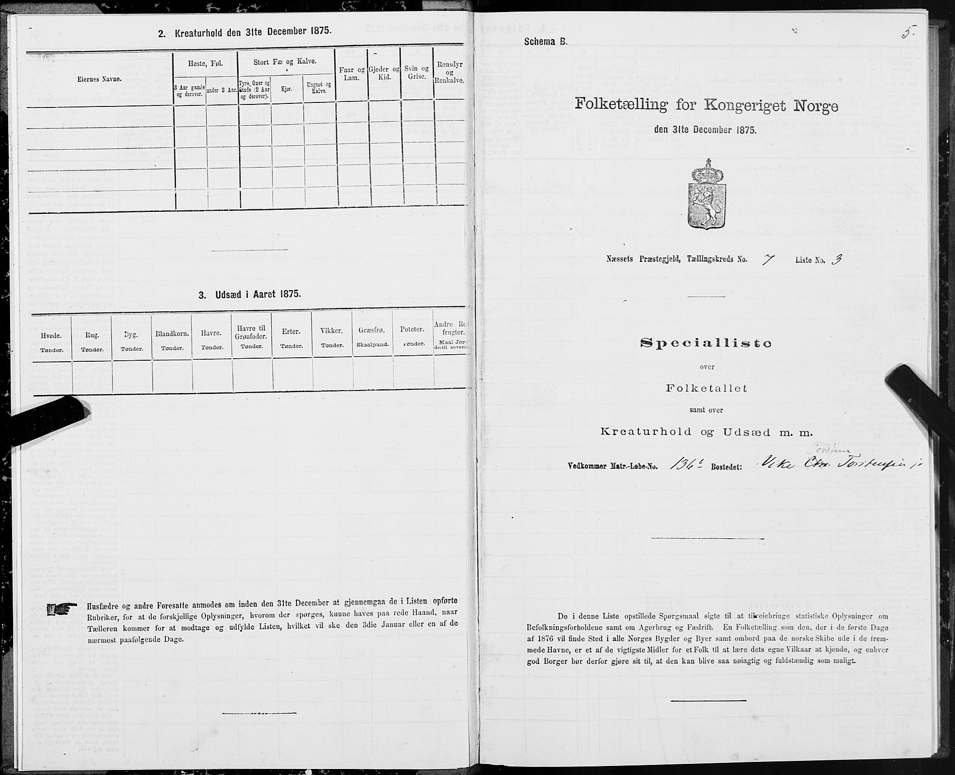 SAT, 1875 census for 1543P Nesset, 1875, p. 4005