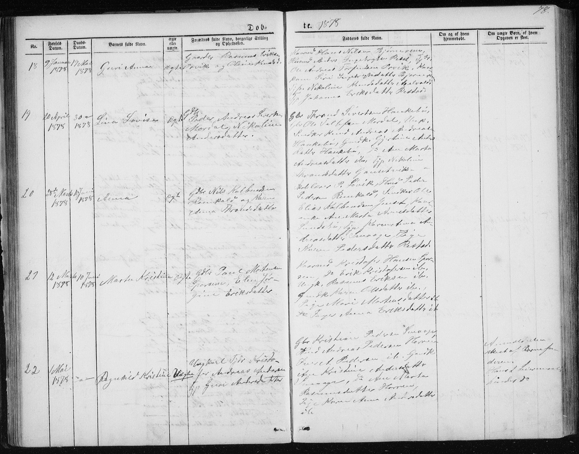 Ministerialprotokoller, klokkerbøker og fødselsregistre - Møre og Romsdal, AV/SAT-A-1454/560/L0724: Parish register (copy) no. 560C01, 1867-1892, p. 78