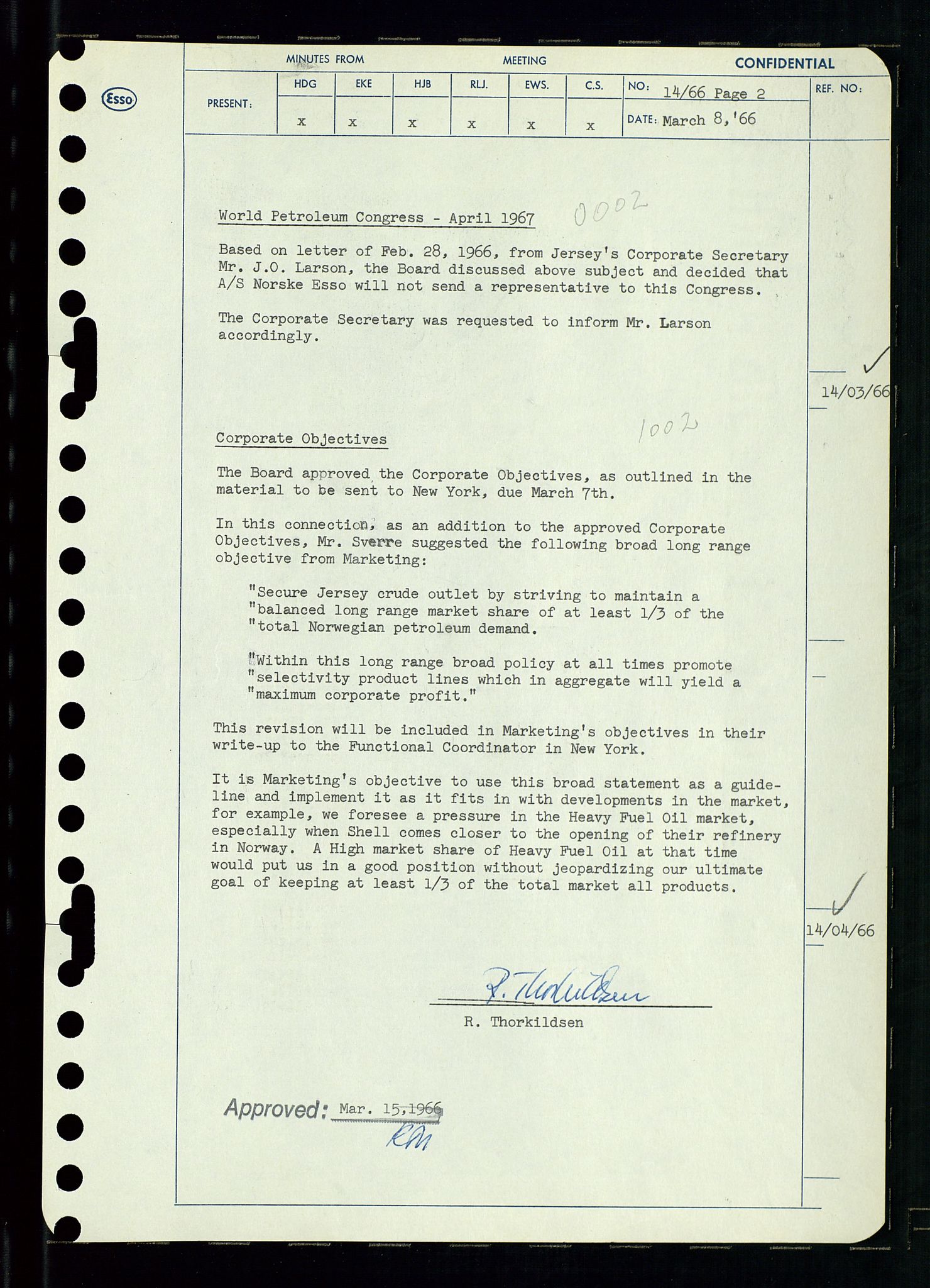 Pa 0982 - Esso Norge A/S, AV/SAST-A-100448/A/Aa/L0002/0002: Den administrerende direksjon Board minutes (styrereferater) / Den administrerende direksjon Board minutes (styrereferater), 1966, p. 37