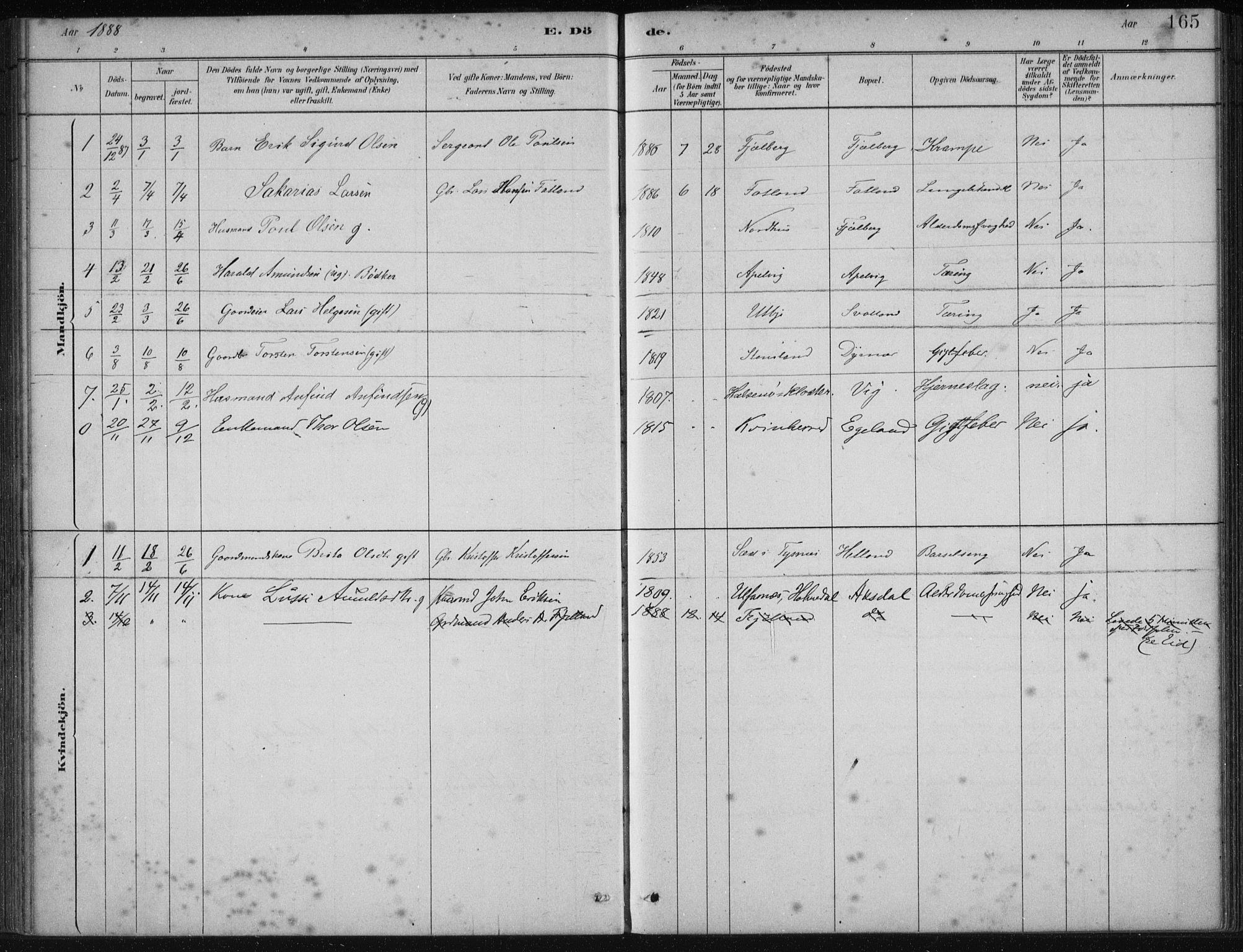 Fjelberg sokneprestembete, SAB/A-75201/H/Haa: Parish register (official) no. B  1, 1879-1919, p. 165