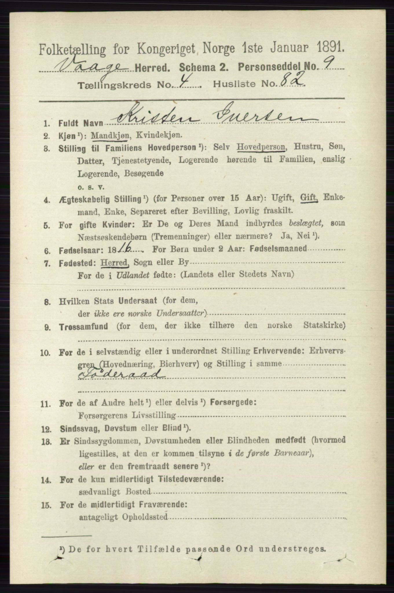 RA, 1891 census for 0515 Vågå, 1891, p. 3246
