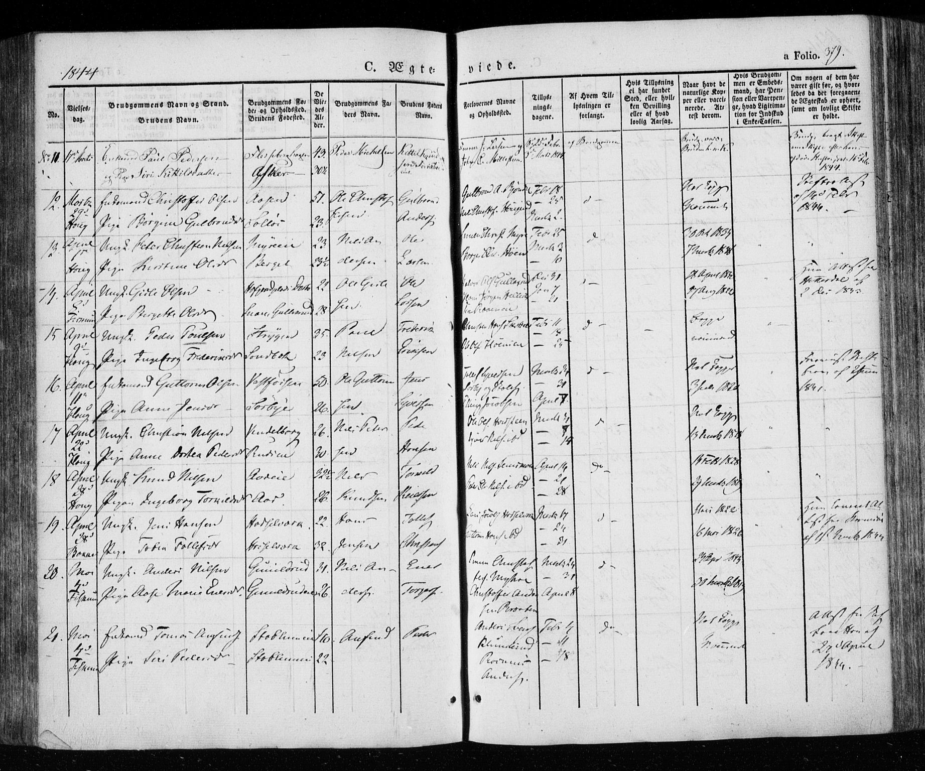 Eiker kirkebøker, SAKO/A-4/F/Fa/L0013a: Parish register (official) no. I 13A, 1832-1845, p. 379