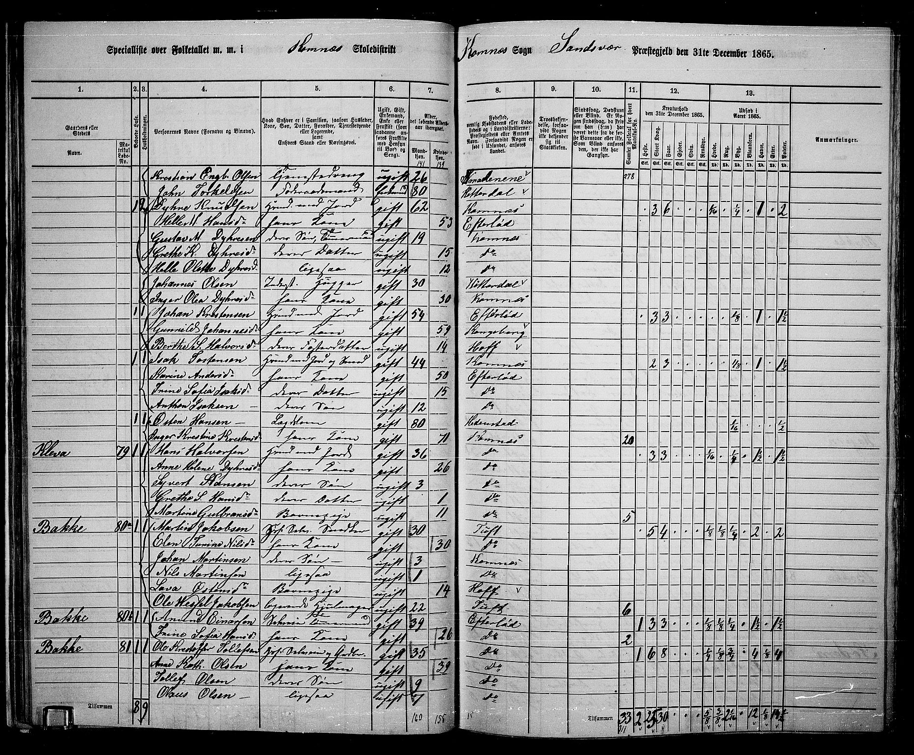 RA, 1865 census for Sandsvær, 1865, p. 35