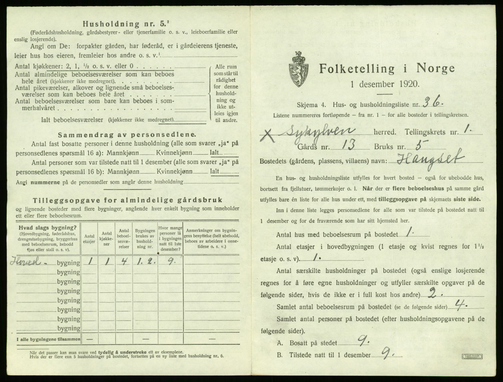 SAT, 1920 census for Sykkylven, 1920, p. 117