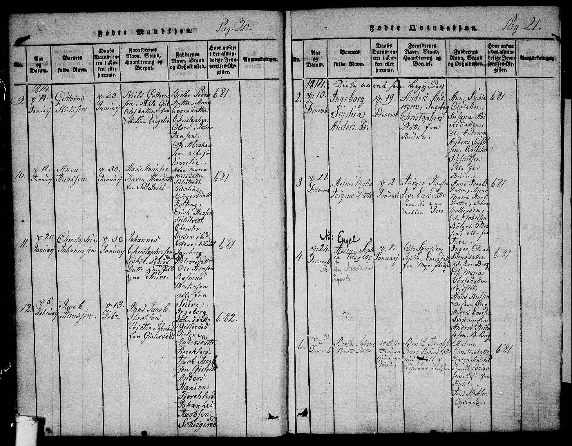 Ramnes kirkebøker, SAKO/A-314/F/Fa/L0004: Parish register (official) no. I 4, 1813-1840, p. 20-21