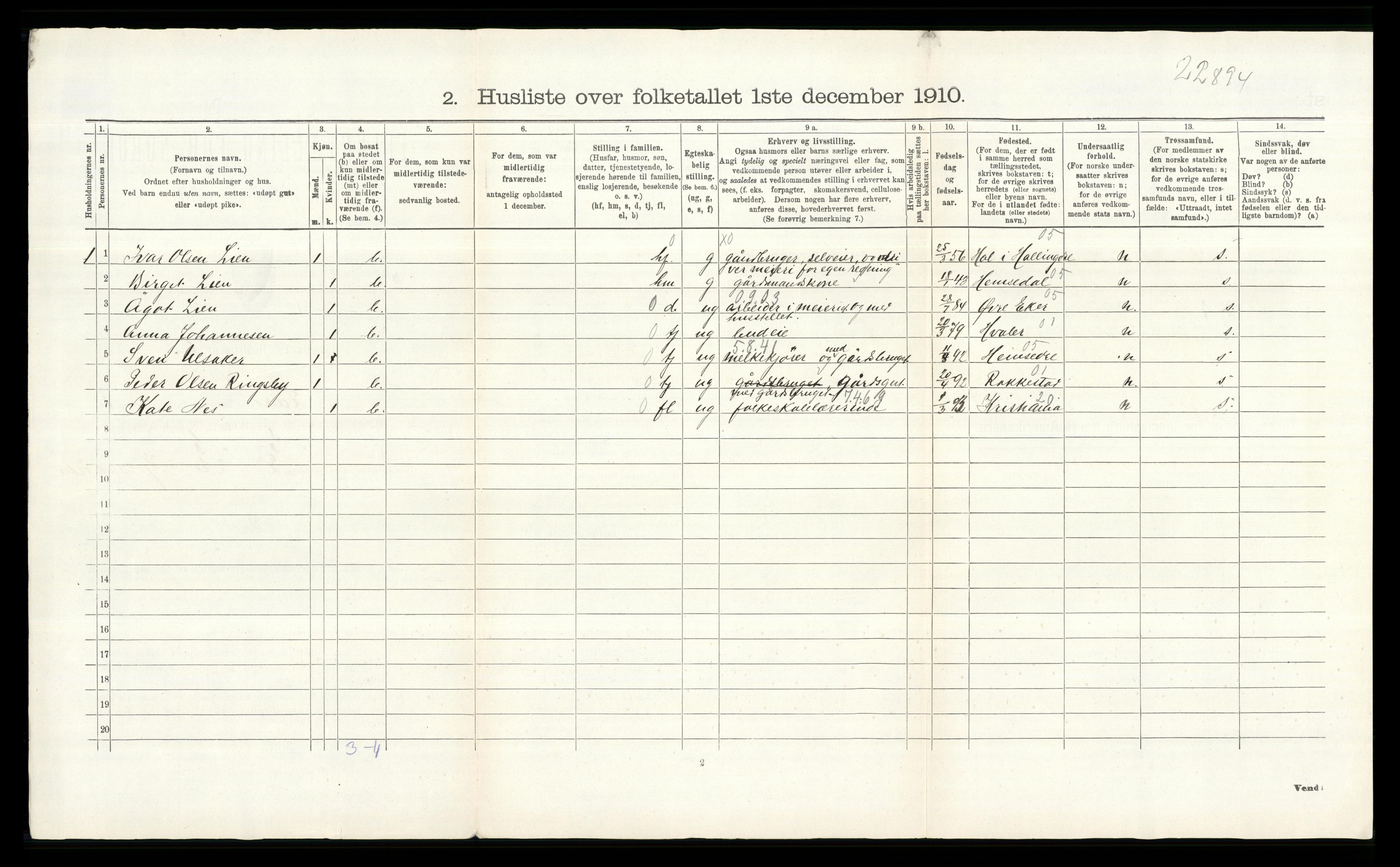 RA, 1910 census for Lier, 1910, p. 73