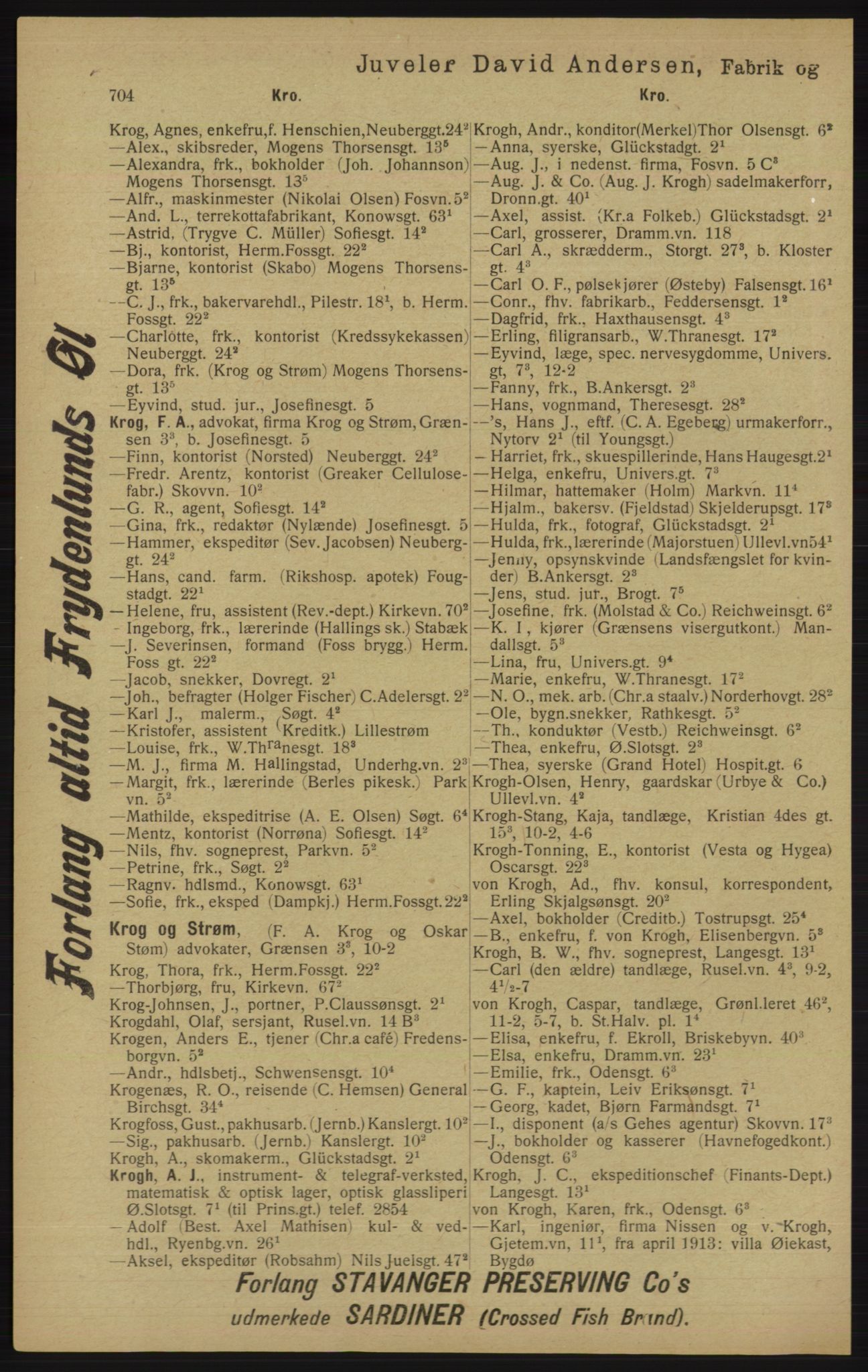 Kristiania/Oslo adressebok, PUBL/-, 1913, p. 716