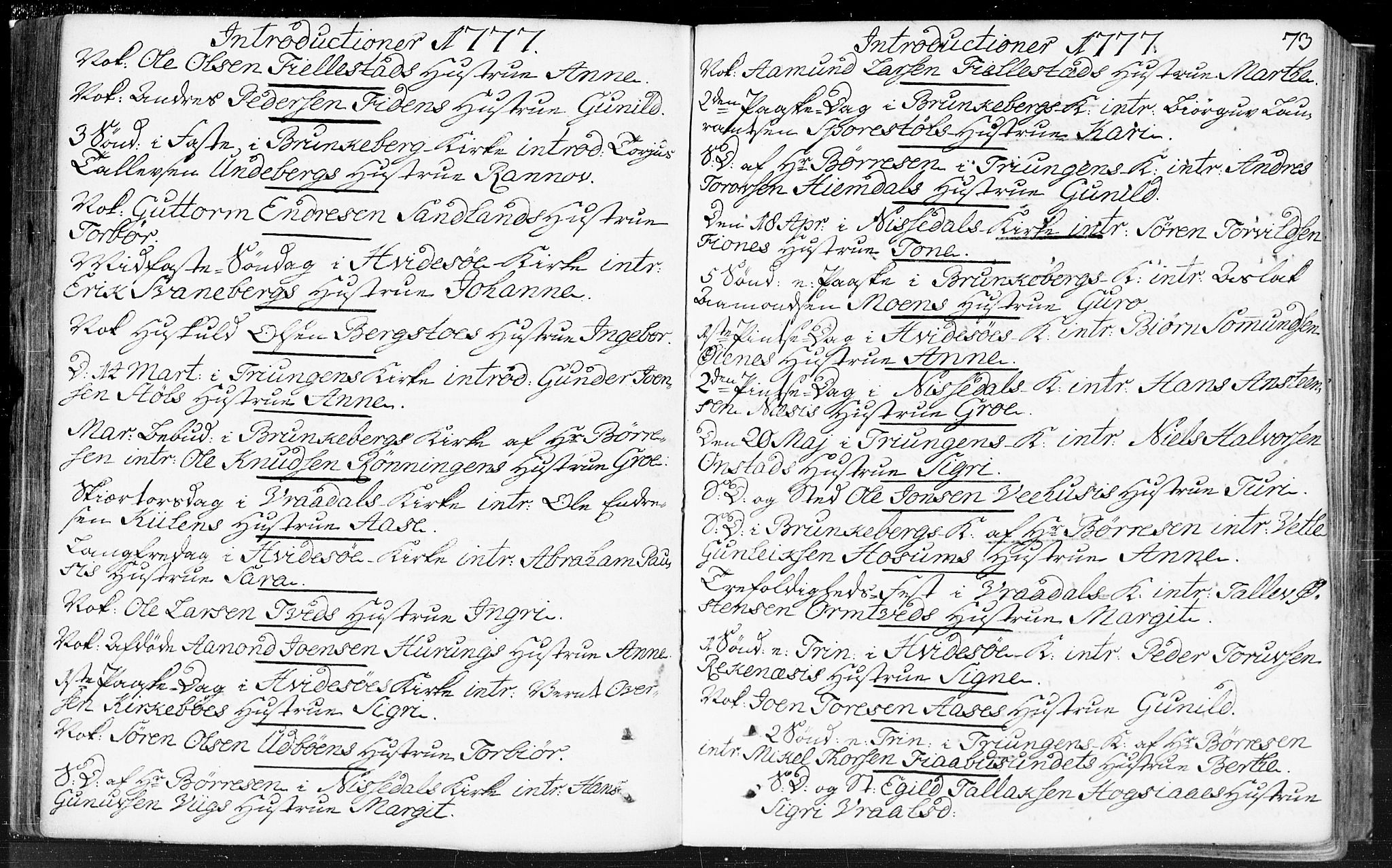 Kviteseid kirkebøker, SAKO/A-276/F/Fa/L0002: Parish register (official) no. I 2, 1773-1786, p. 73