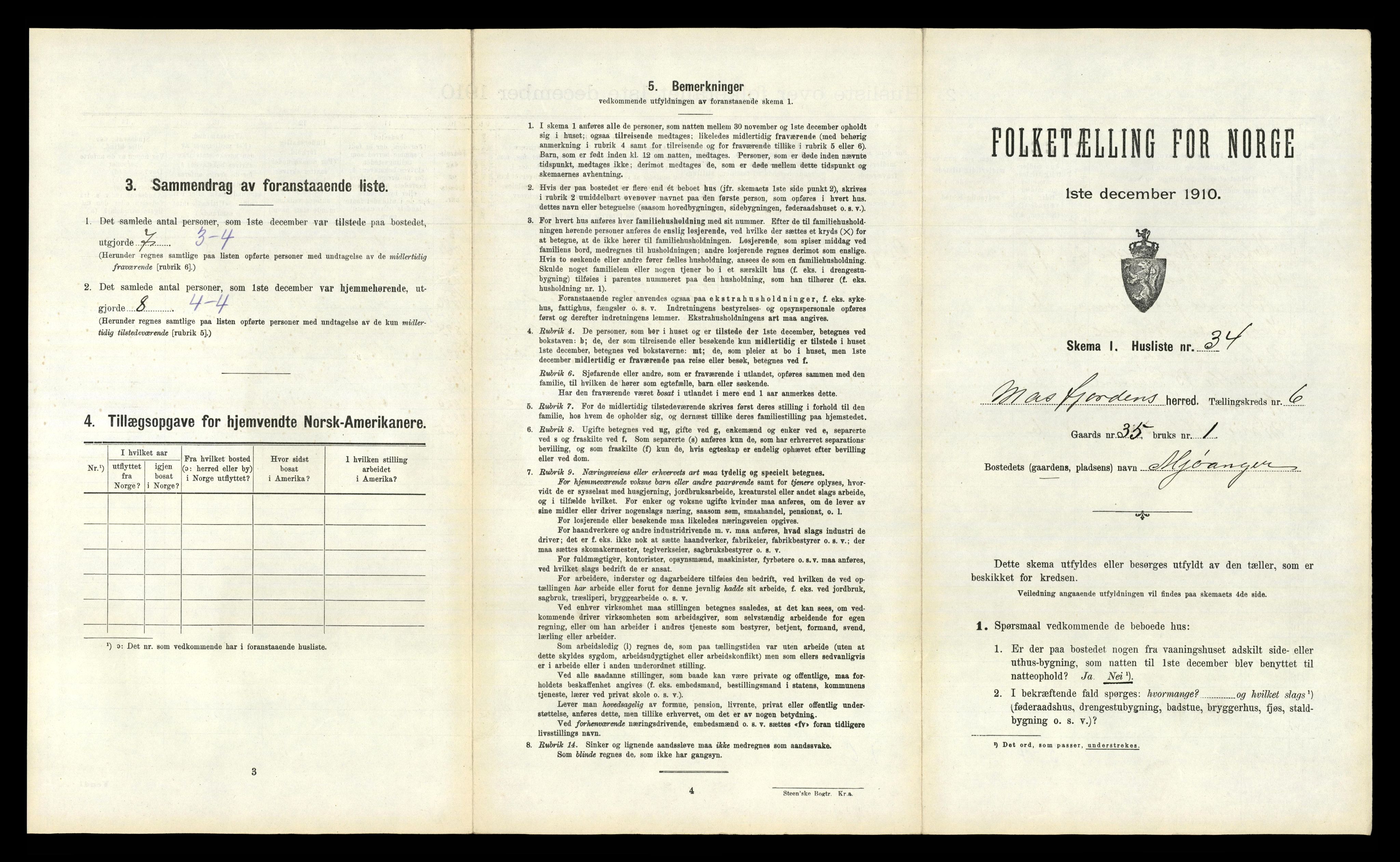 RA, 1910 census for Masfjorden, 1910, p. 450