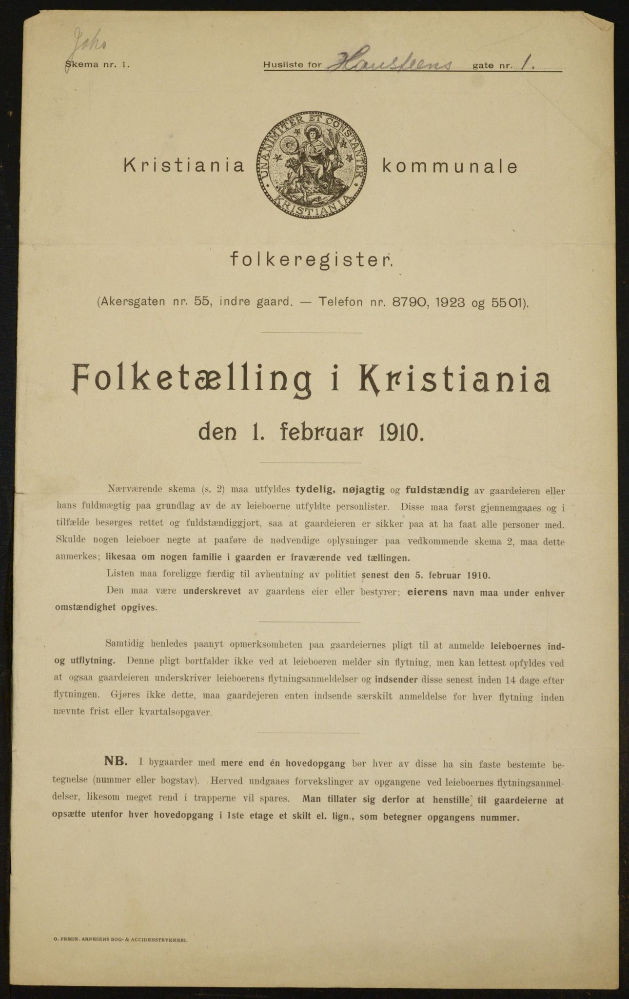 OBA, Municipal Census 1910 for Kristiania, 1910, p. 32582