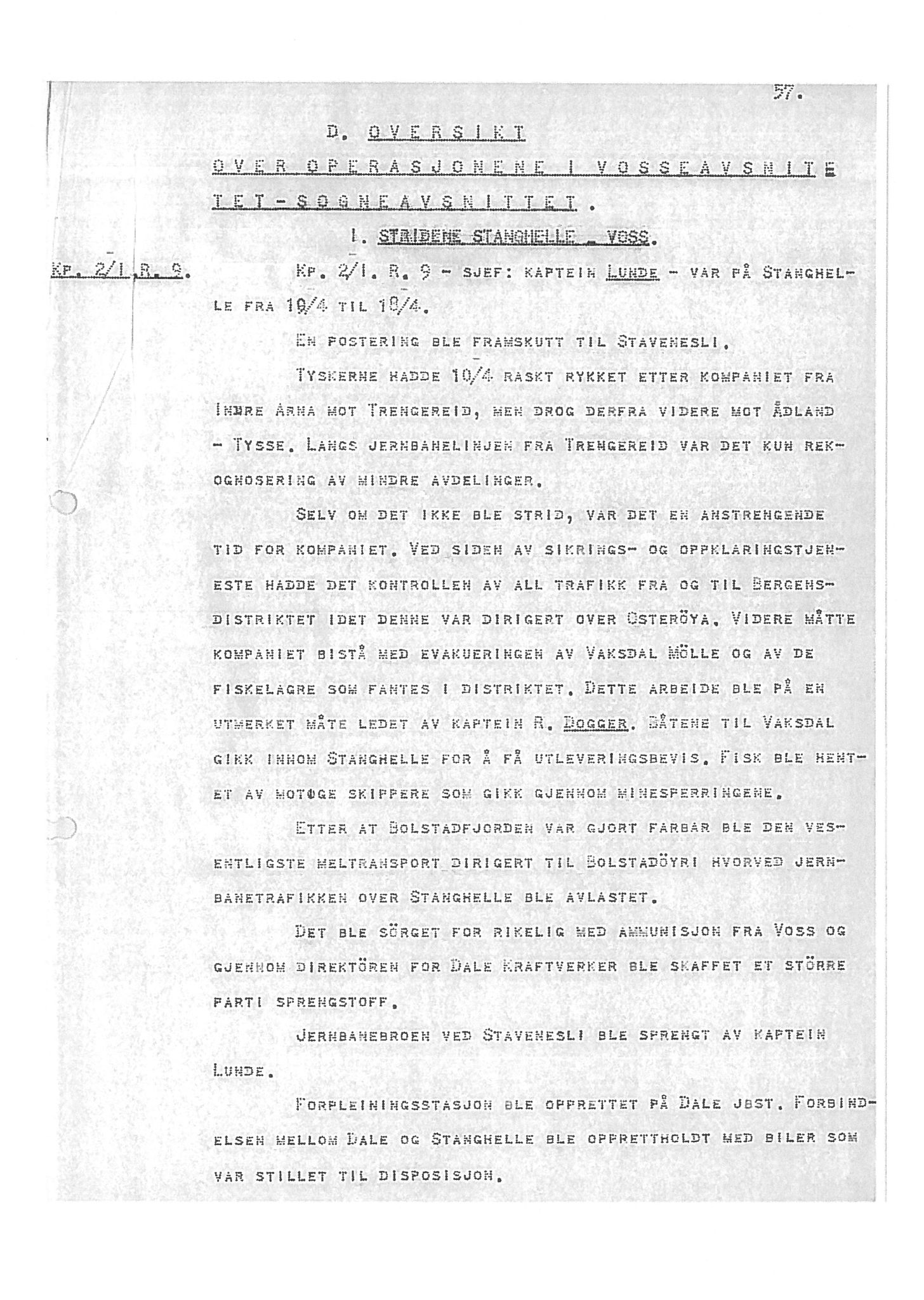 Oberst Sverre Blom - manuskript til krigshistorie, SAB/-/F/L0001: Manuskript "Krigens historie - operasjonene til lands på Vestlandet 1940" av oberst Sverre Blom, 1940, p. 57