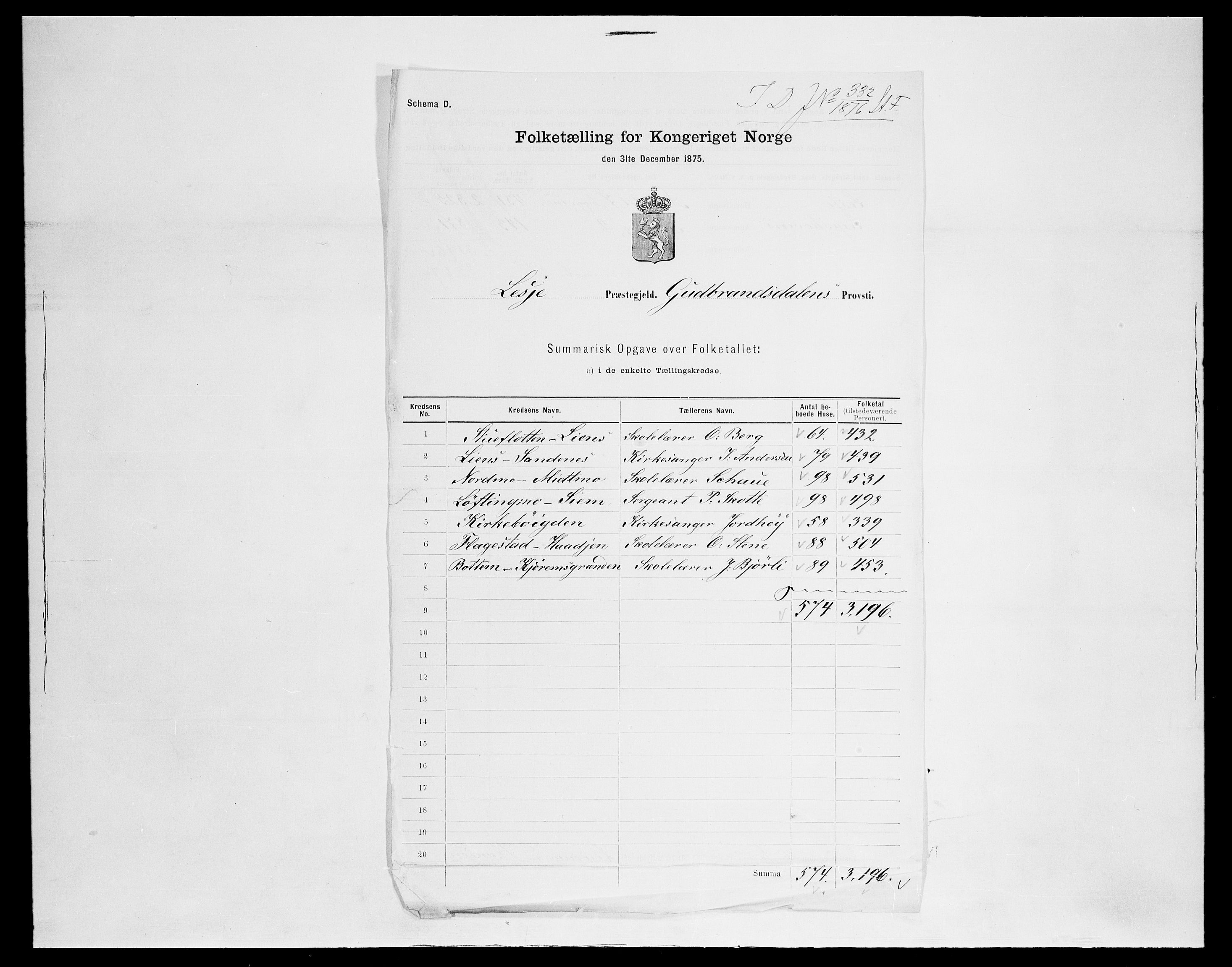 SAH, 1875 census for 0512P Lesja, 1875, p. 11