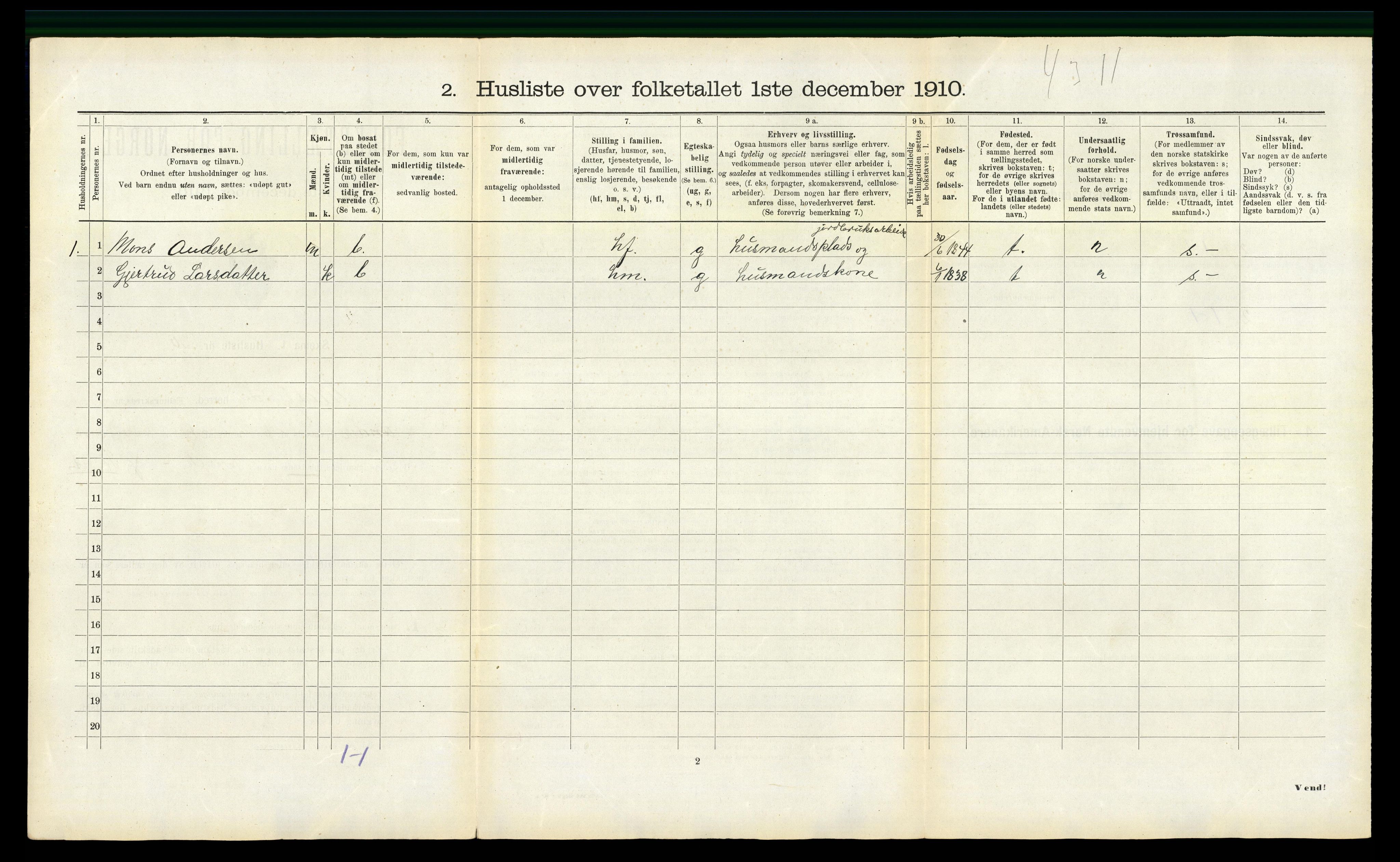 RA, 1910 census for Masfjorden, 1910, p. 101