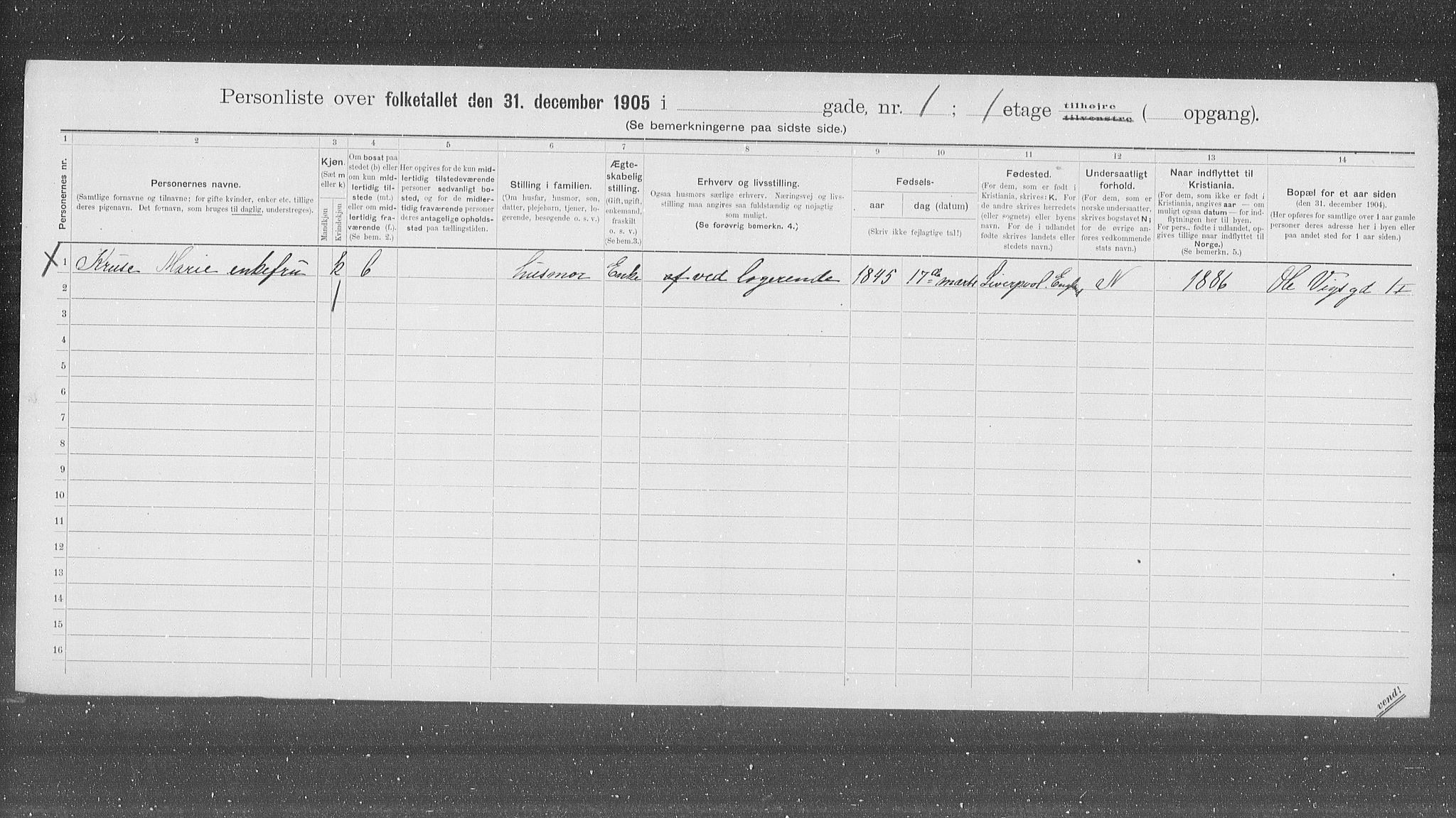 OBA, Municipal Census 1905 for Kristiania, 1905, p. 39678