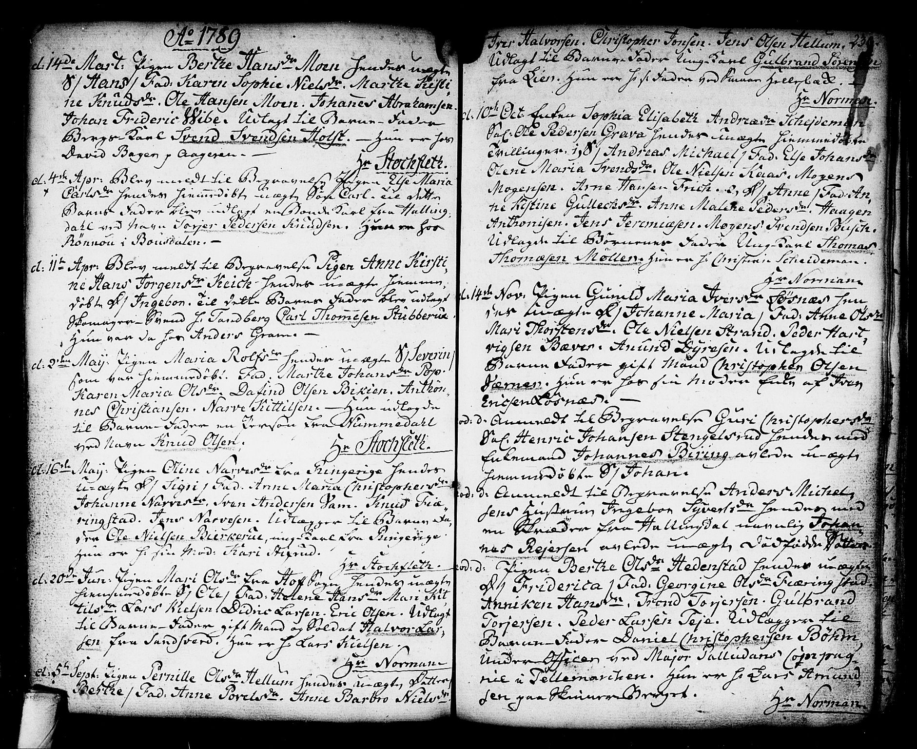 Kongsberg kirkebøker, SAKO/A-22/F/Fa/L0006: Parish register (official) no. I 6, 1783-1797, p. 239