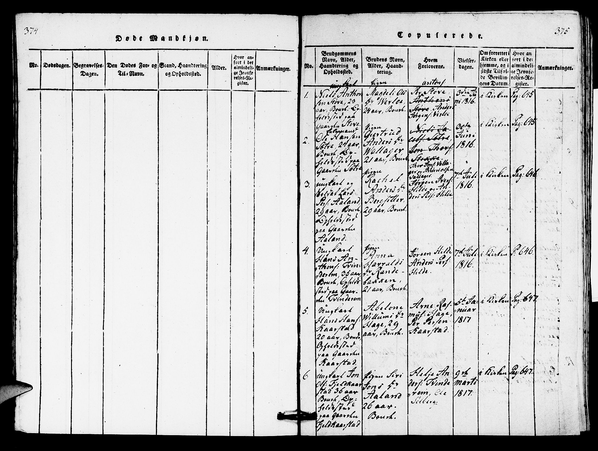 Innvik sokneprestembete, SAB/A-80501: Parish register (copy) no. C 1, 1816-1820, p. 374-375