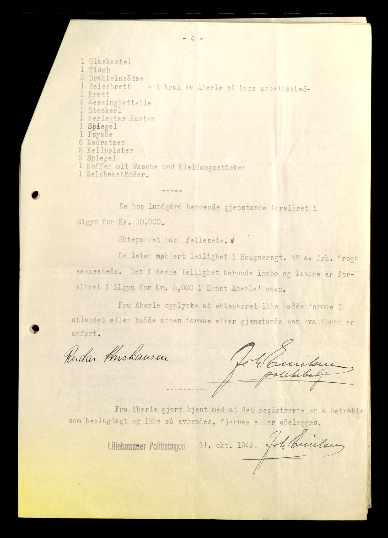 Fåberg lensmannskontor, AV/SAH-PGF-016/O/Oc/L0004/0001: Jødeboer og borgervakt / Jøder og jødeboer, 1942-1954, p. 18