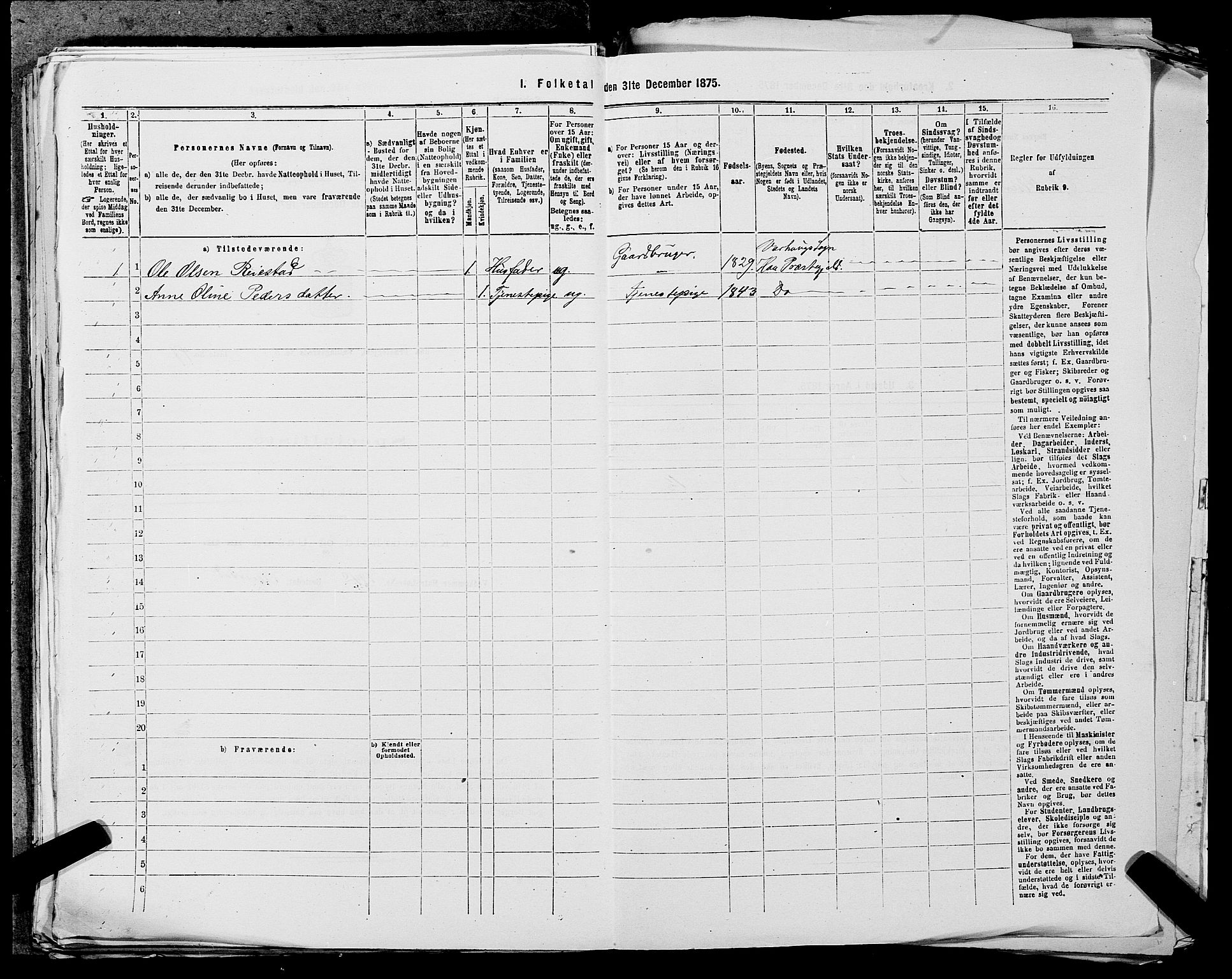 SAST, 1875 census for 1119P Hå, 1875, p. 720