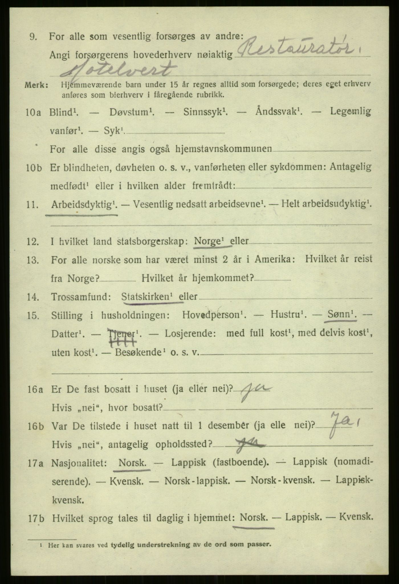 SATØ, 1920 census for Hammerfest, 1920, p. 5793