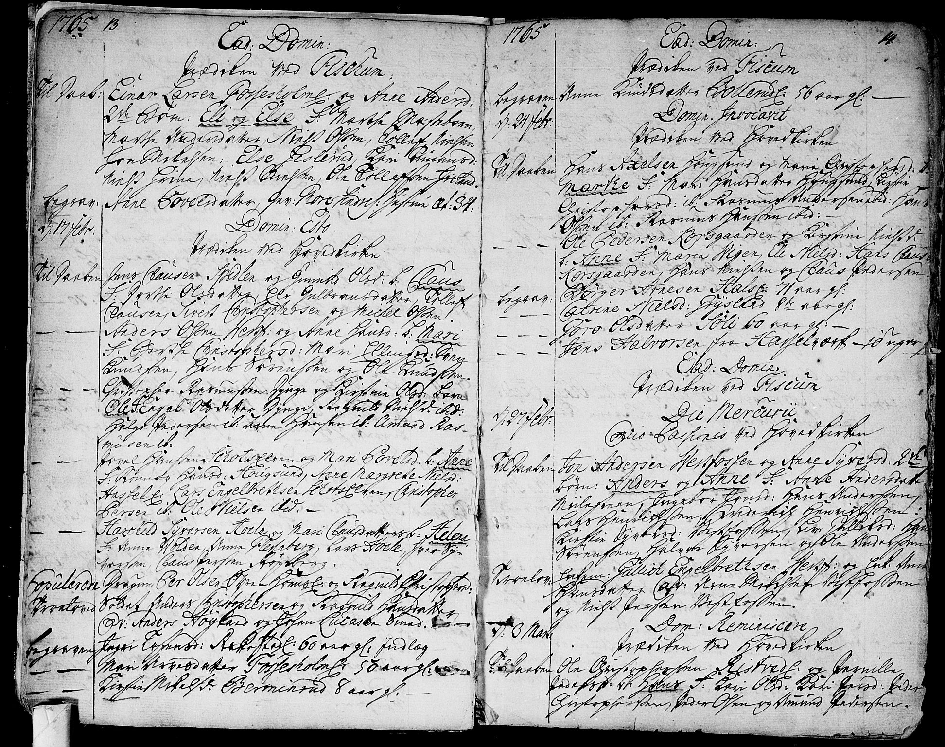 Eiker kirkebøker, AV/SAKO-A-4/F/Fa/L0008: Parish register (official) no. I 8, 1764-1788, p. 13-14