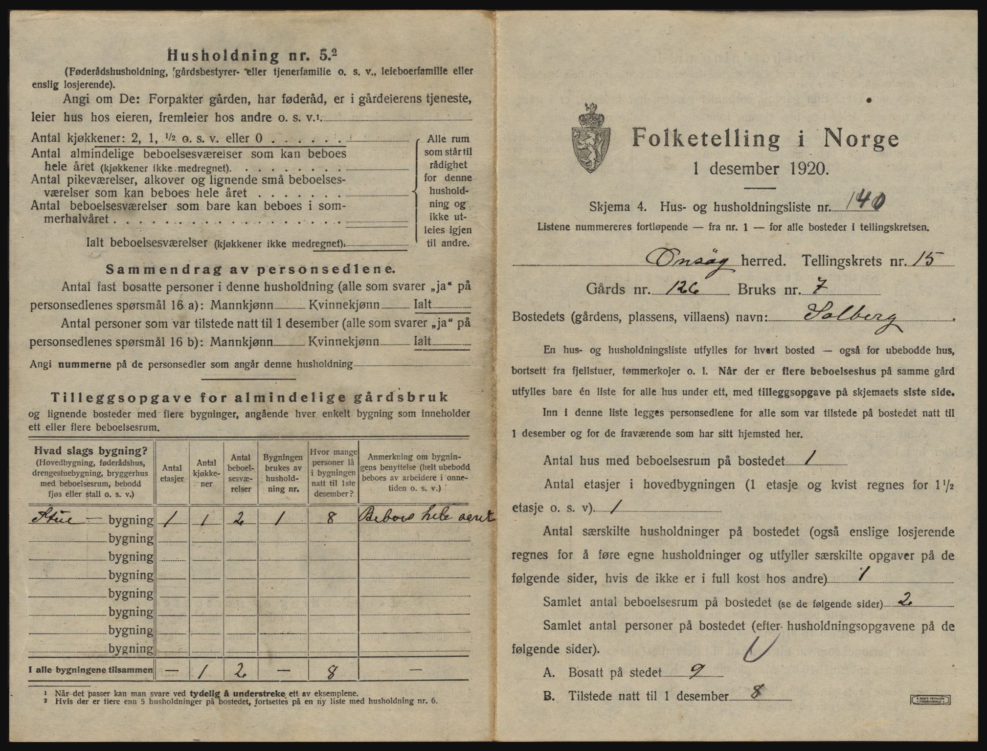 SAO, 1920 census for Onsøy, 1920, p. 2934