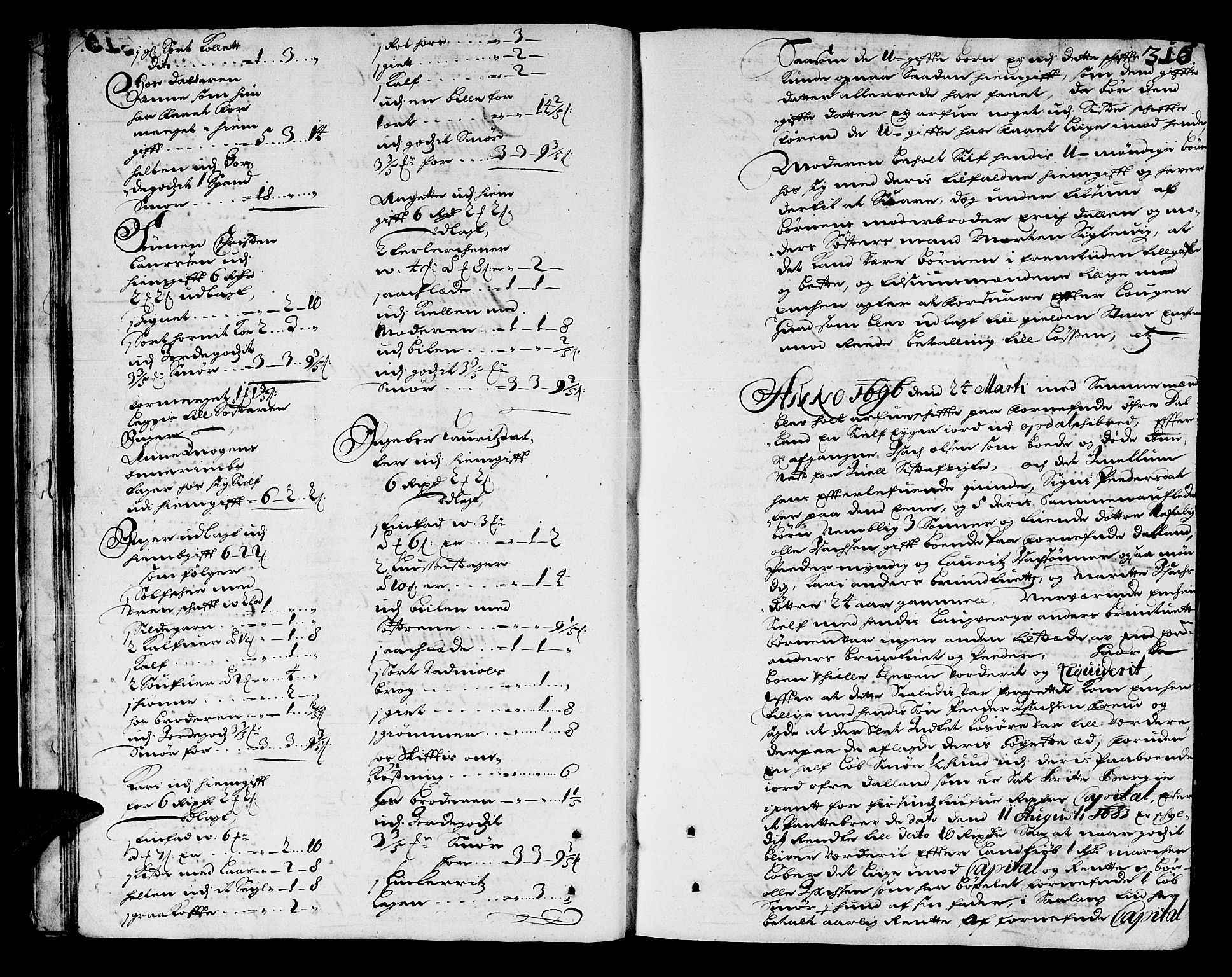 Sunnhordland sorenskrivar, AV/SAB-A-2401/1/H/Ha/Haa/L0002: Skifteprotokollar. Register på kort. Fol 290- ut, 1695-1699, p. 315b-316a