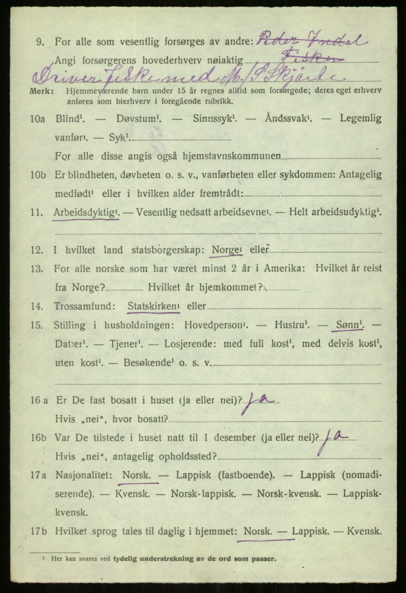 SATØ, 1920 census for Karlsøy, 1920, p. 2462