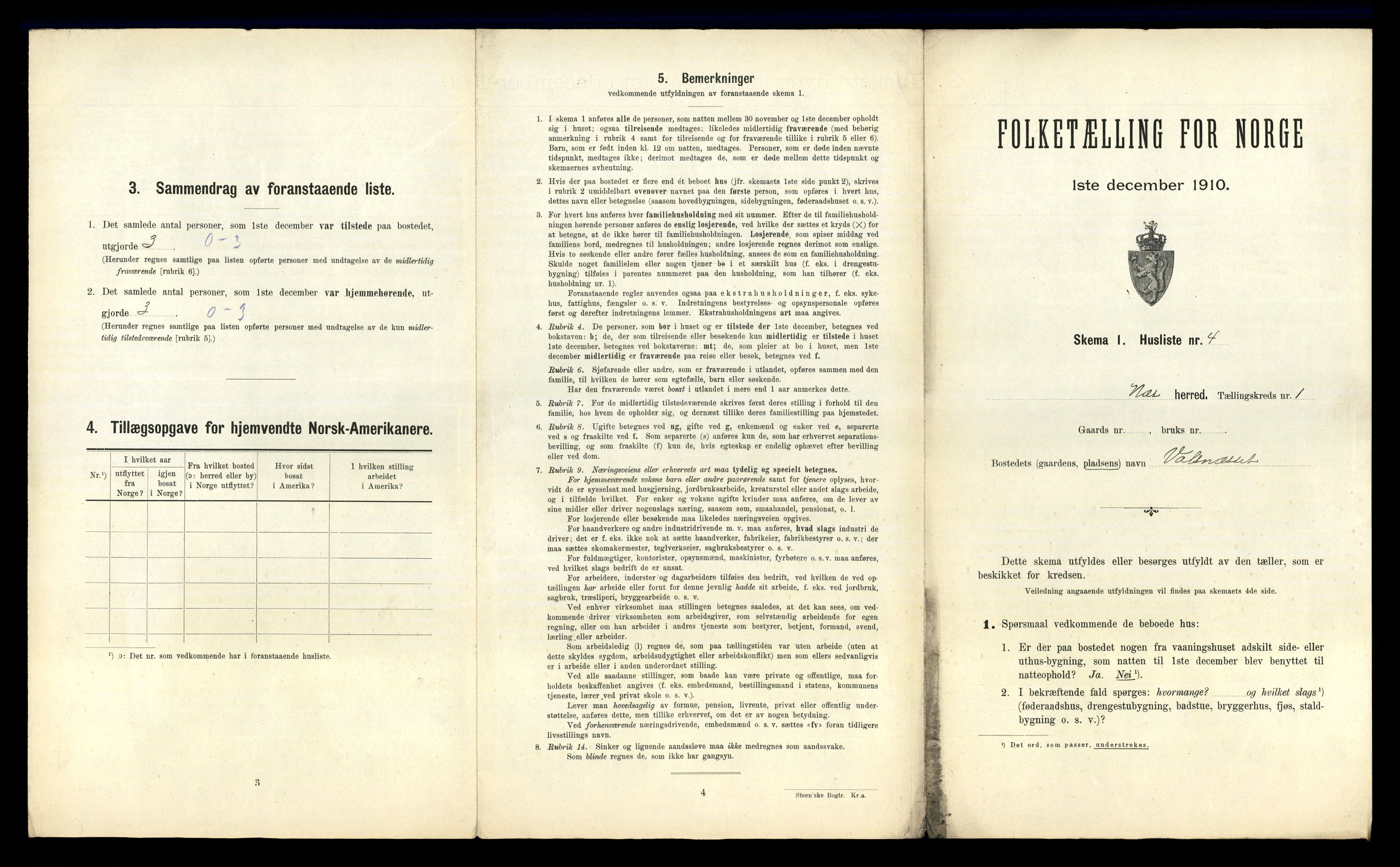 RA, 1910 census for Nes, 1910, p. 23