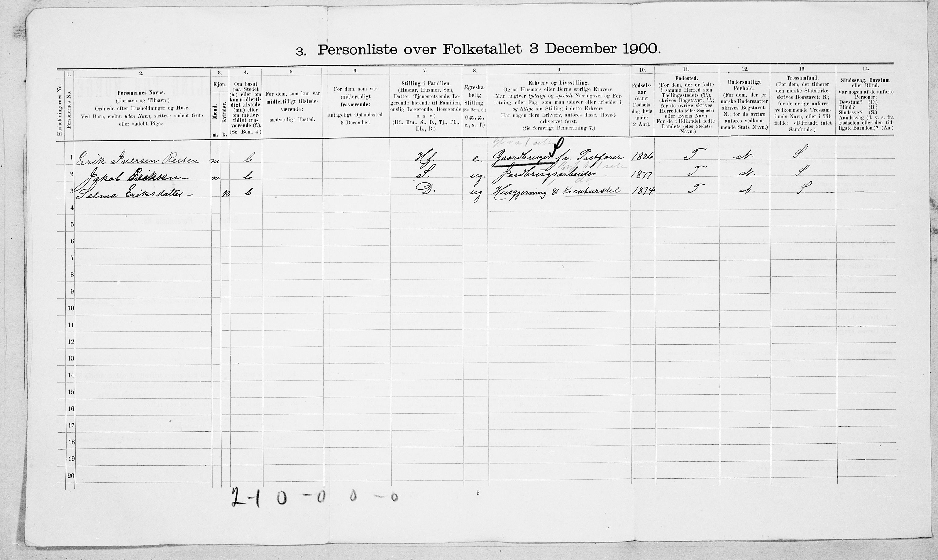 SAT, 1900 census for Eid, 1900, p. 9