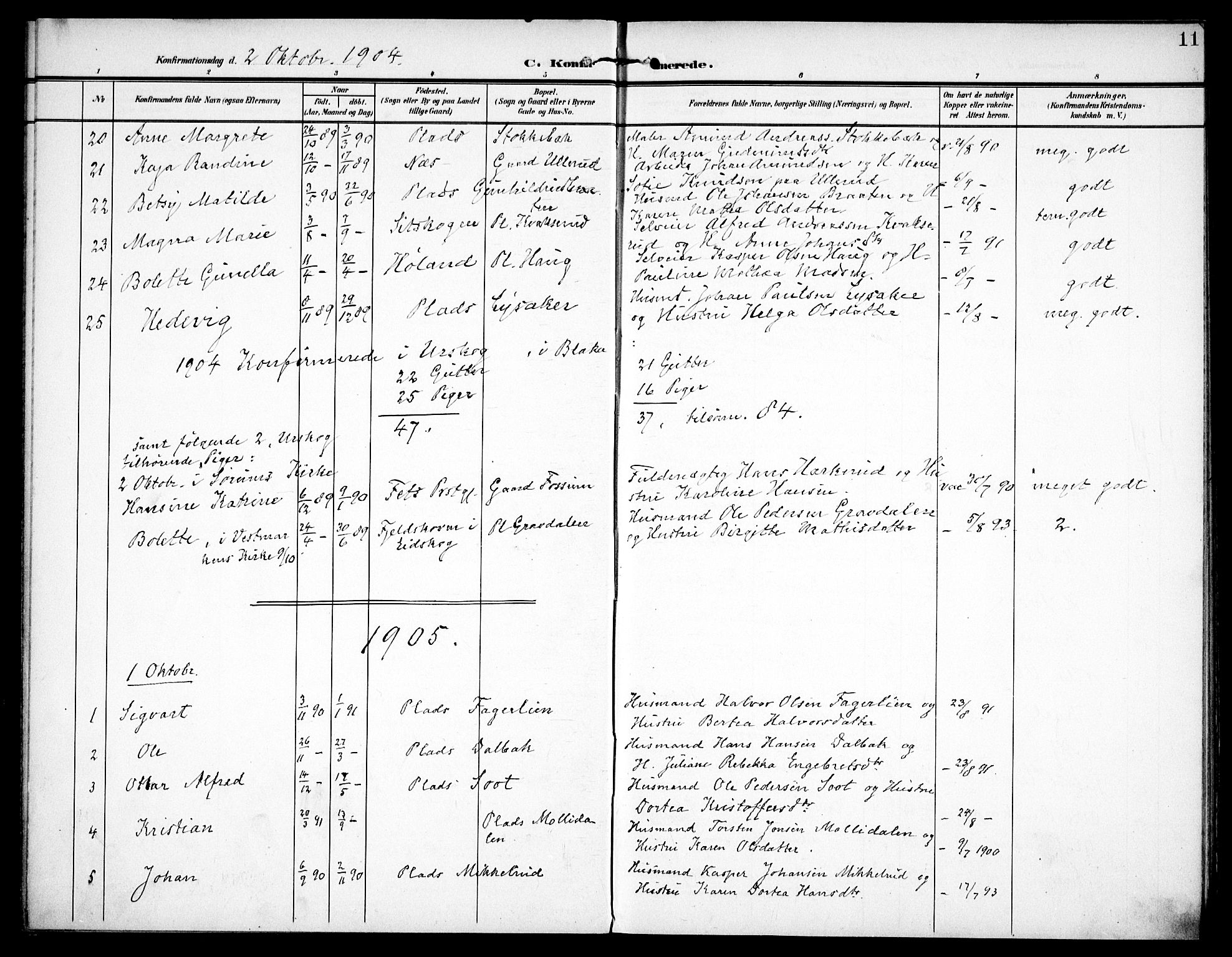 Aurskog prestekontor Kirkebøker, SAO/A-10304a/F/Fa/L0012: Parish register (official) no. I 12, 1902-1915, p. 11
