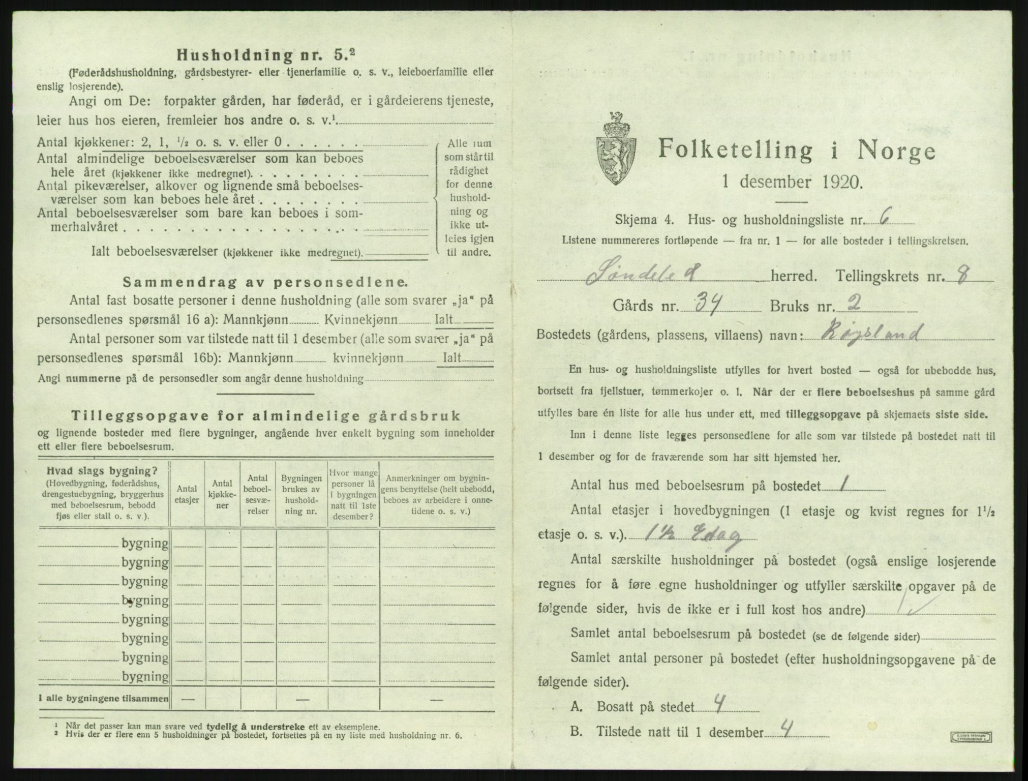 SAK, 1920 census for Søndeled, 1920, p. 713