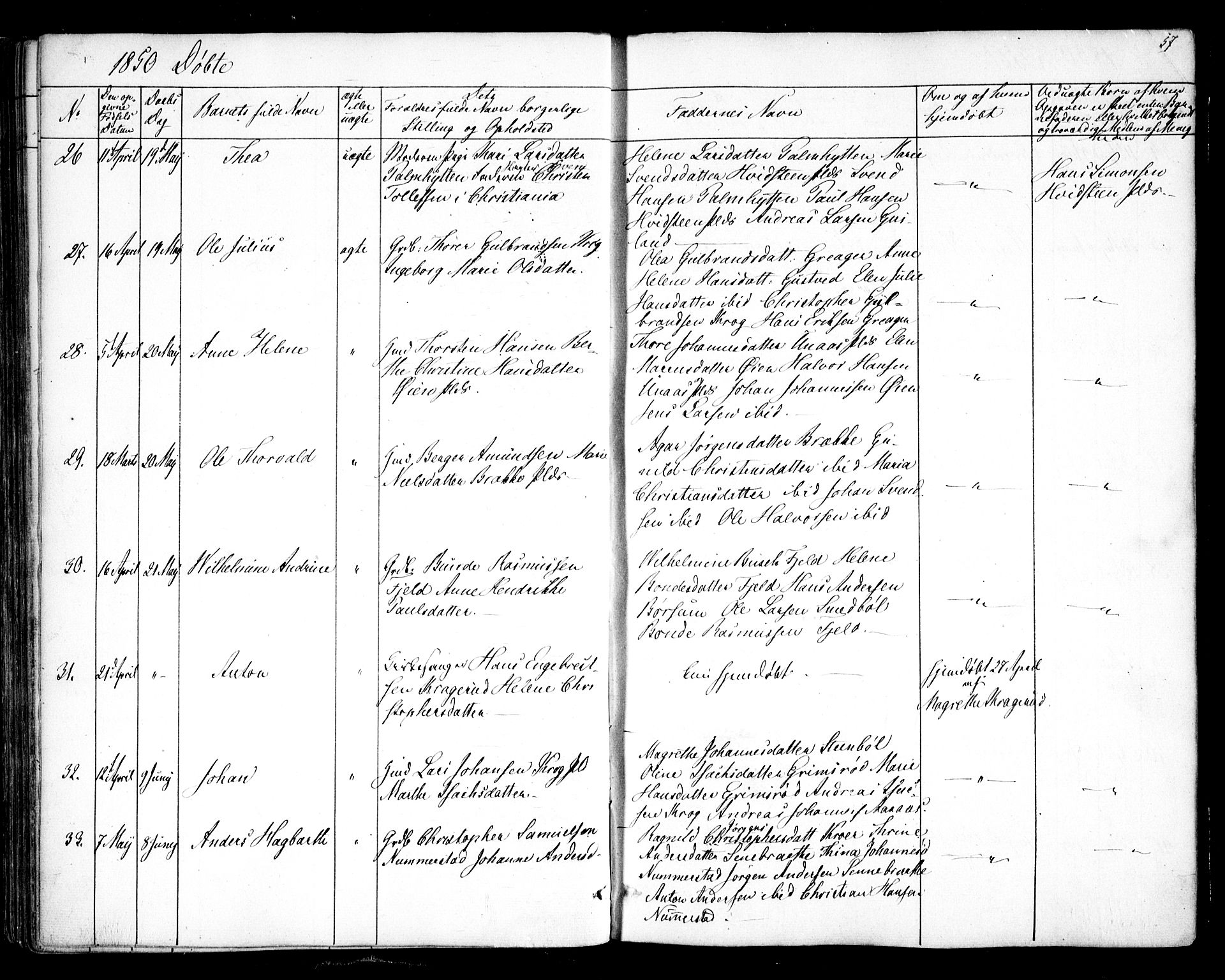 Hobøl prestekontor Kirkebøker, AV/SAO-A-2002/F/Fa/L0003: Parish register (official) no. I 3, 1842-1864, p. 57