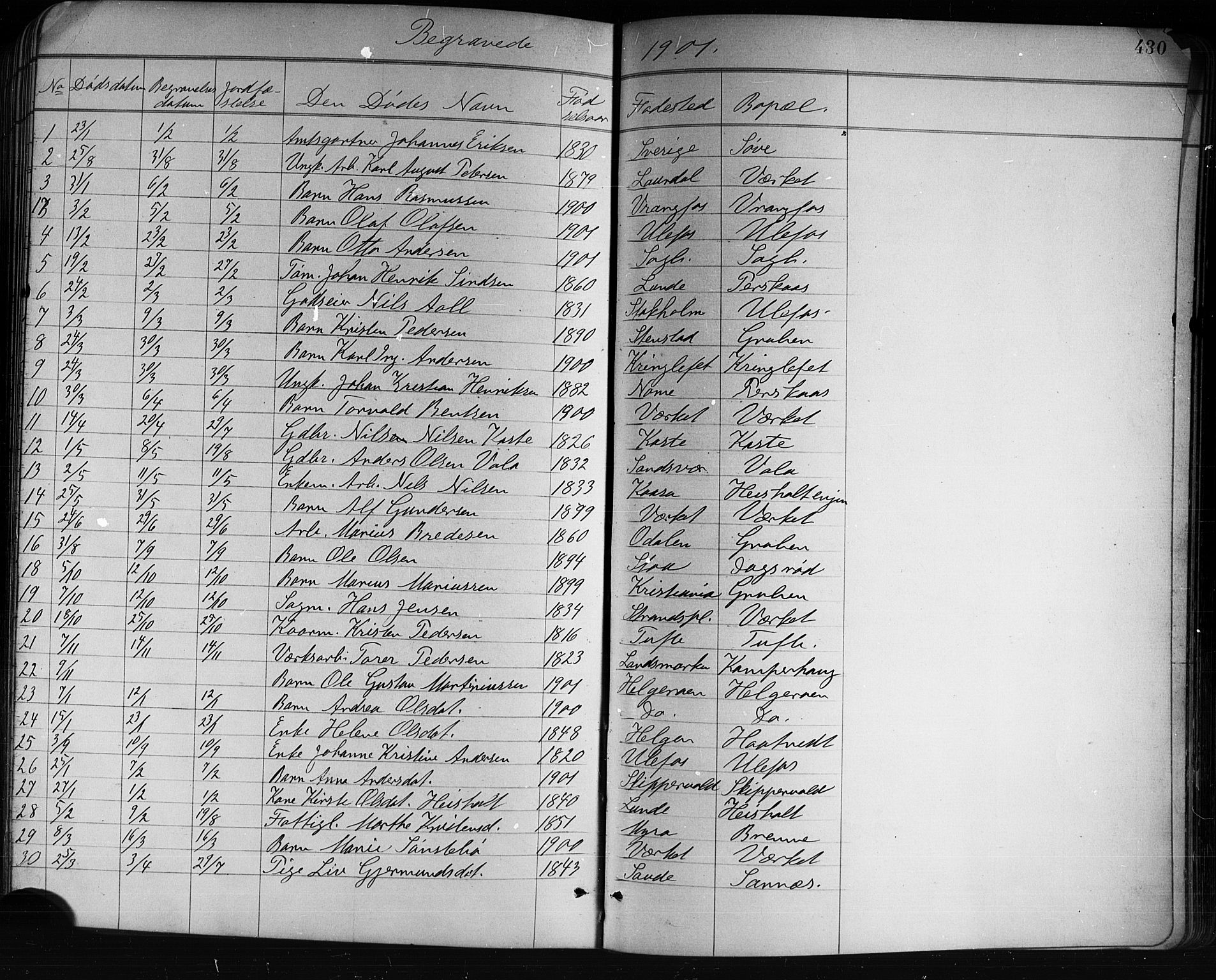 Holla kirkebøker, SAKO/A-272/G/Ga/L0005: Parish register (copy) no. I 5, 1891-1917, p. 430