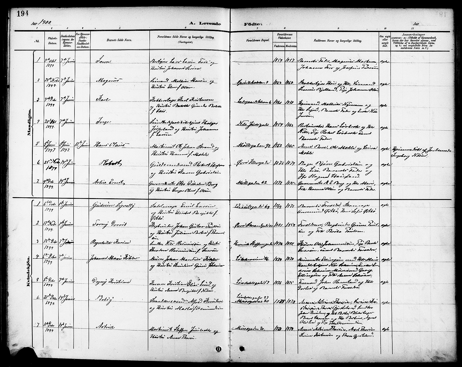 Domkirken sokneprestkontor, SAST/A-101812/001/30/30BB/L0016: Parish register (copy) no. B 16, 1891-1902, p. 194