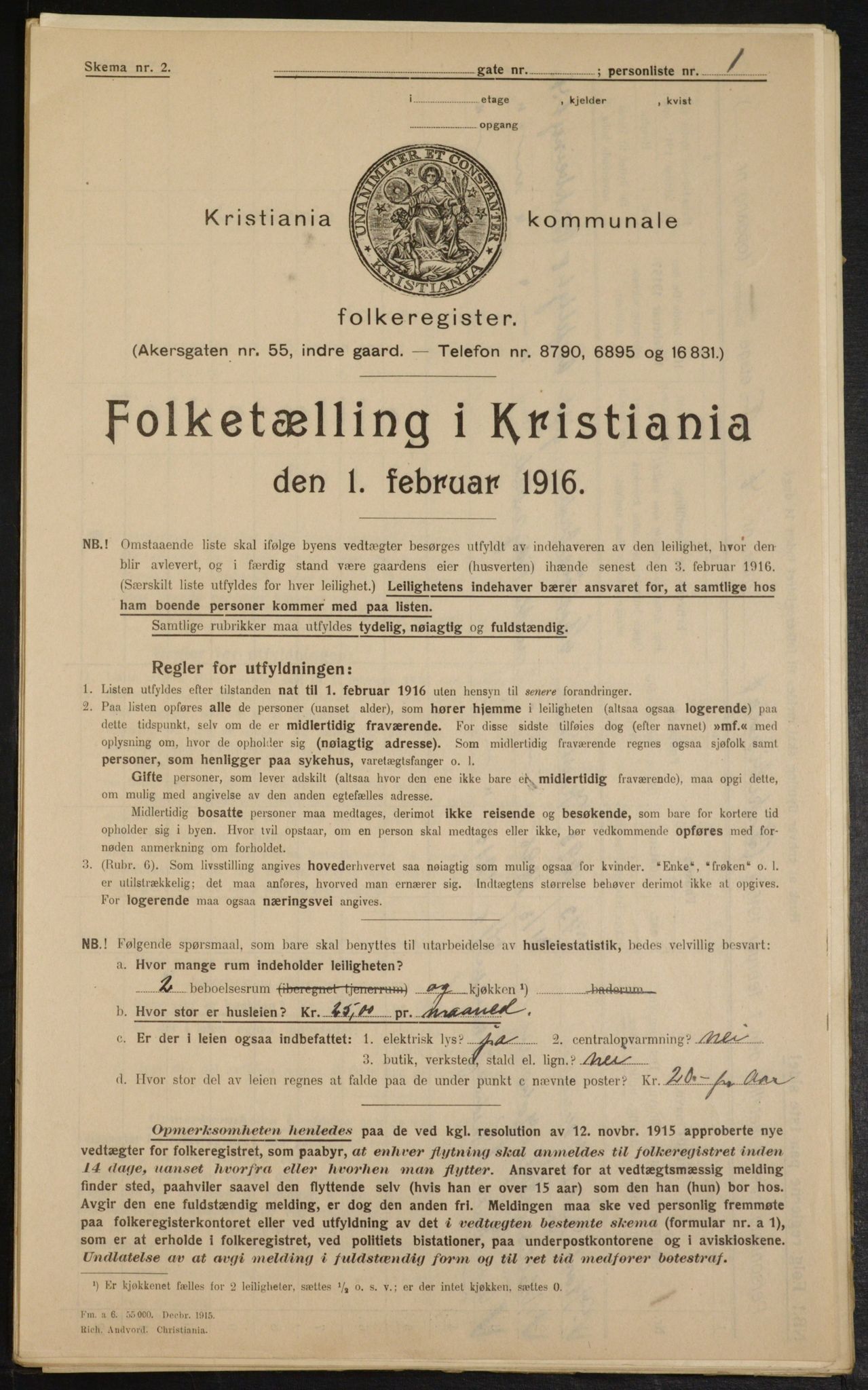 OBA, Municipal Census 1916 for Kristiania, 1916, p. 4991