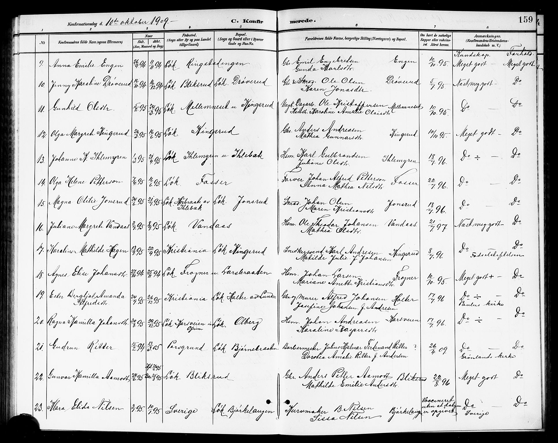 Høland prestekontor Kirkebøker, SAO/A-10346a/G/Ga/L0007: Parish register (copy) no. I 7, 1902-1914, p. 159