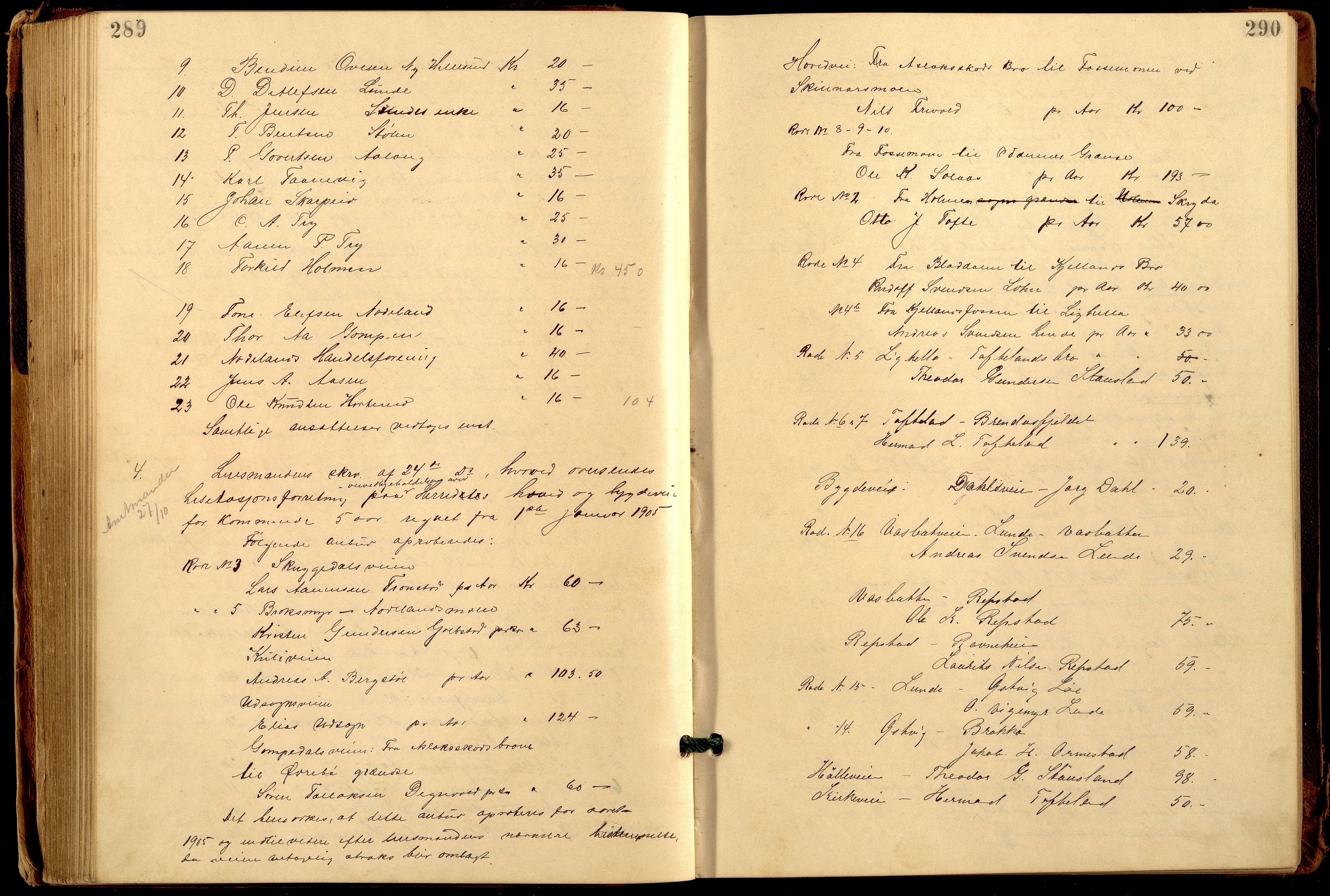 Søgne og Greipstad kommune - Formannskapet, ARKSOR/1018SG120/A/L0006: Møtebok (d), 1901-1909, p. 289-290