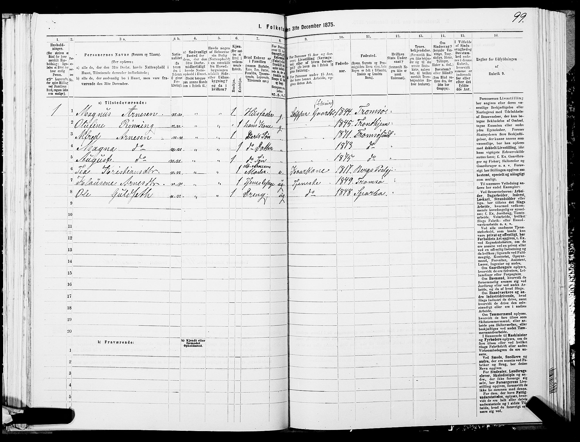 SATØ, 1875 census for 1934P Tromsøysund, 1875, p. 1099