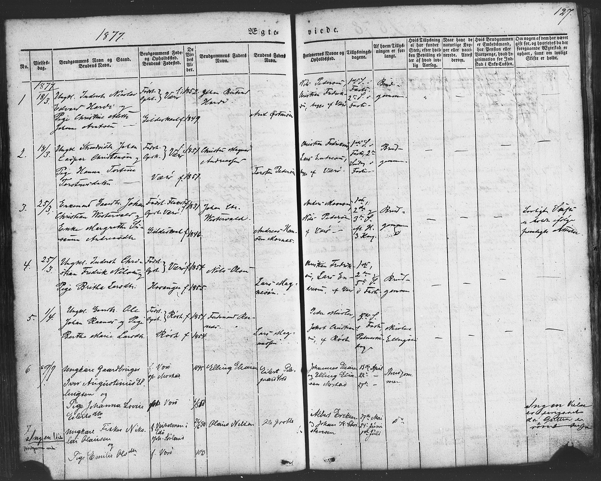 Ministerialprotokoller, klokkerbøker og fødselsregistre - Nordland, AV/SAT-A-1459/807/L0121: Parish register (official) no. 807A04, 1846-1879, p. 127