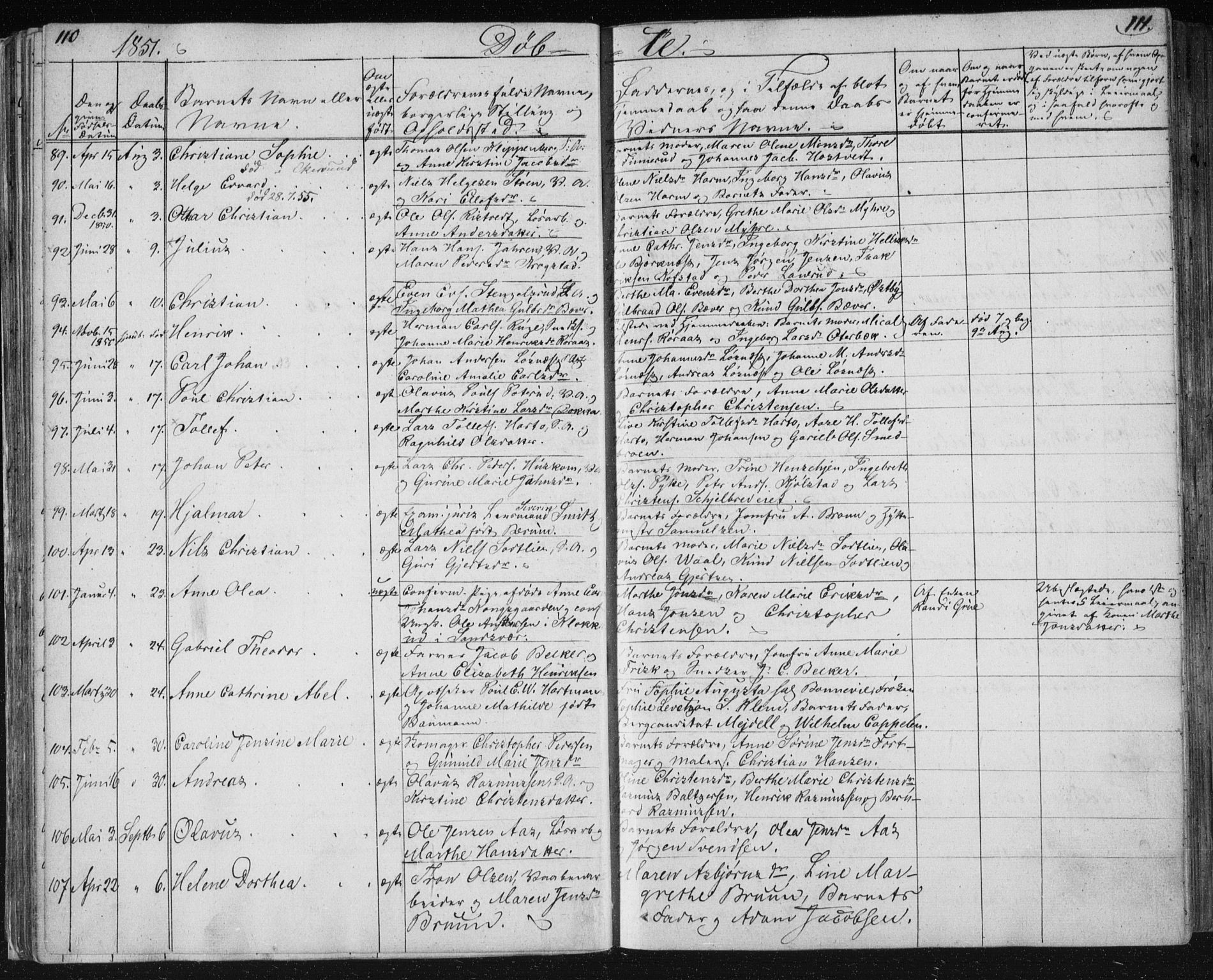 Kongsberg kirkebøker, AV/SAKO-A-22/F/Fa/L0009: Parish register (official) no. I 9, 1839-1858, p. 110-111