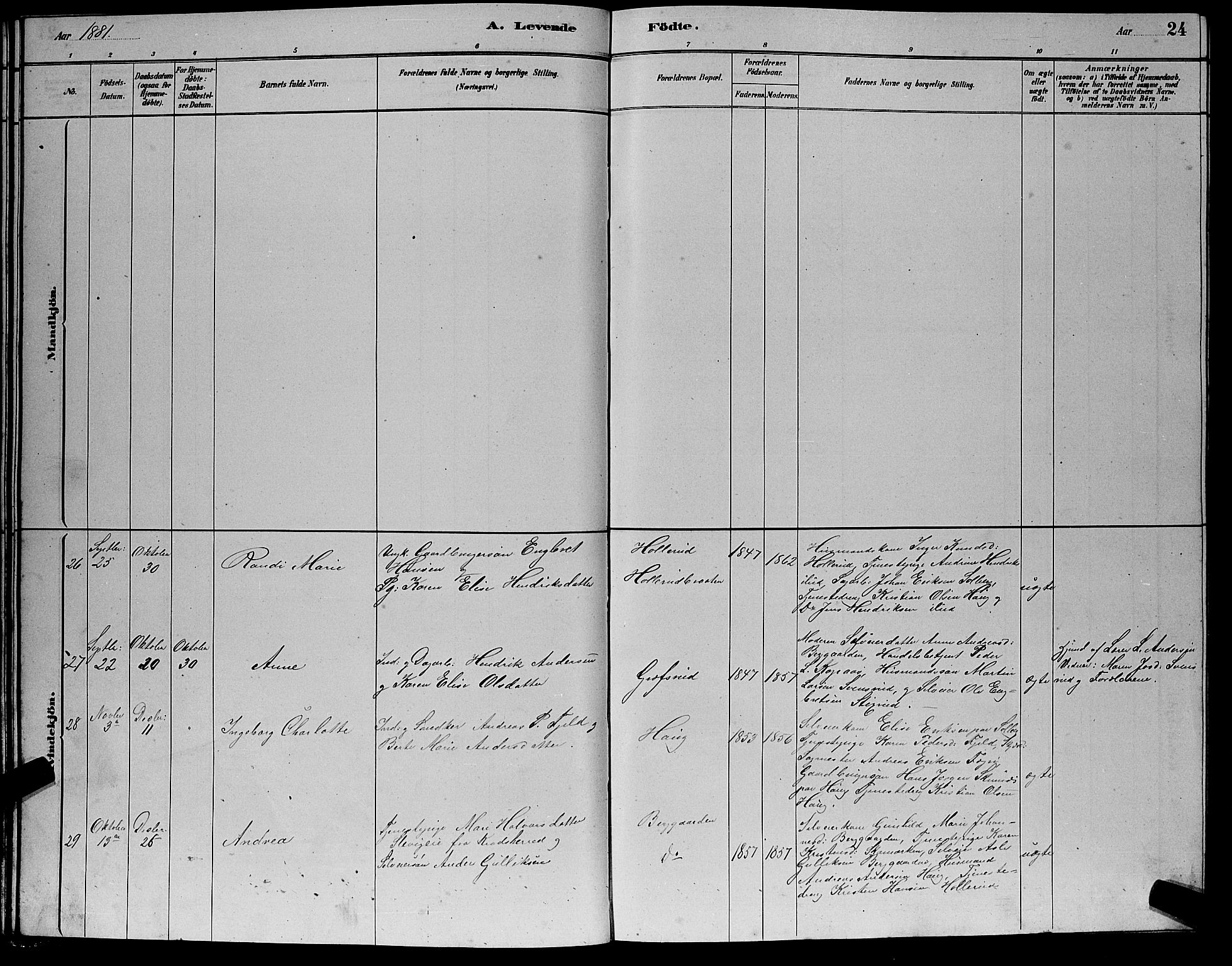 Hole kirkebøker, AV/SAKO-A-228/G/Gb/L0002: Parish register (copy) no. II 2, 1878-1889, p. 24