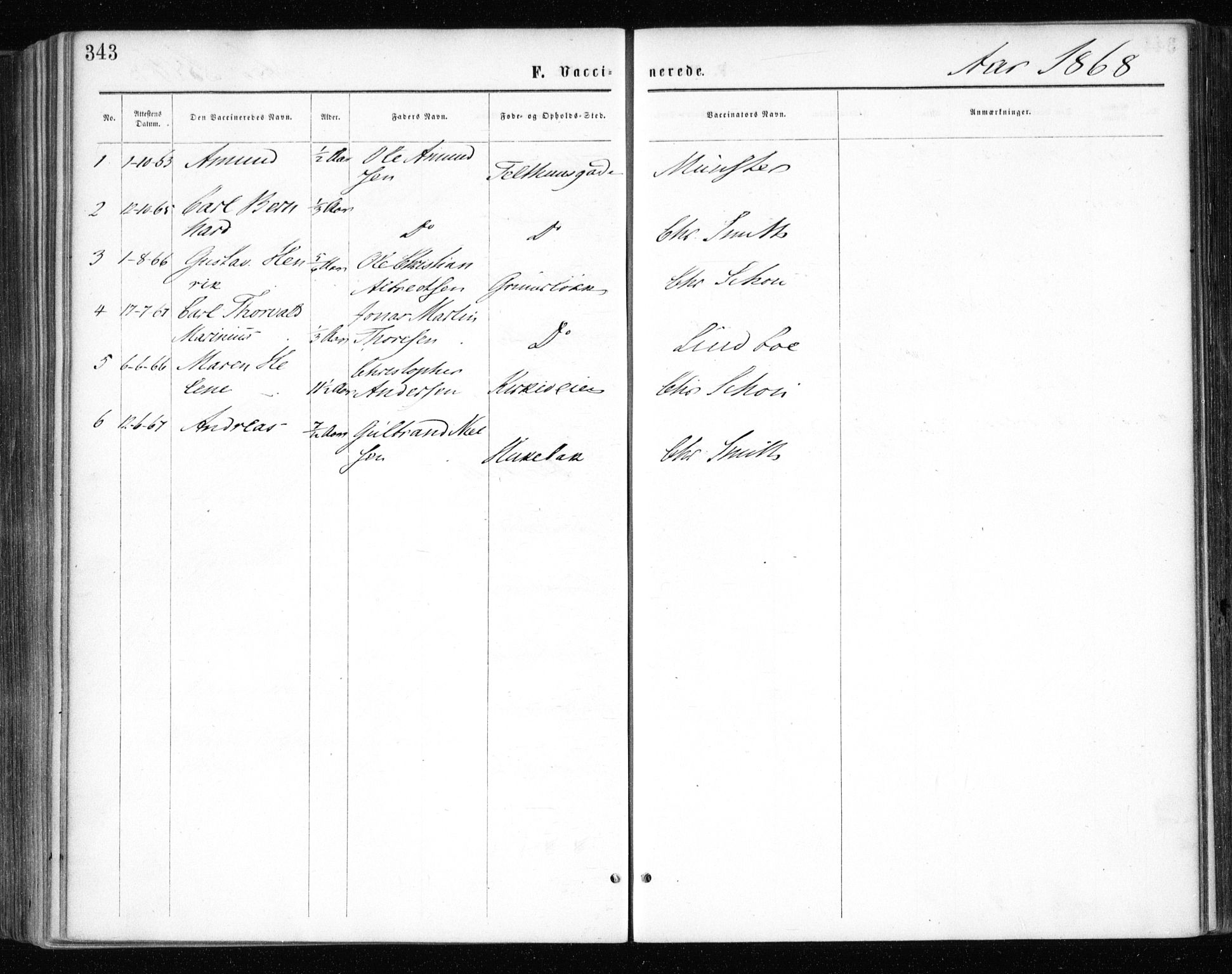 Gamle Aker prestekontor Kirkebøker, SAO/A-10617a/F/L0003: Parish register (official) no. 3, 1865-1873, p. 343