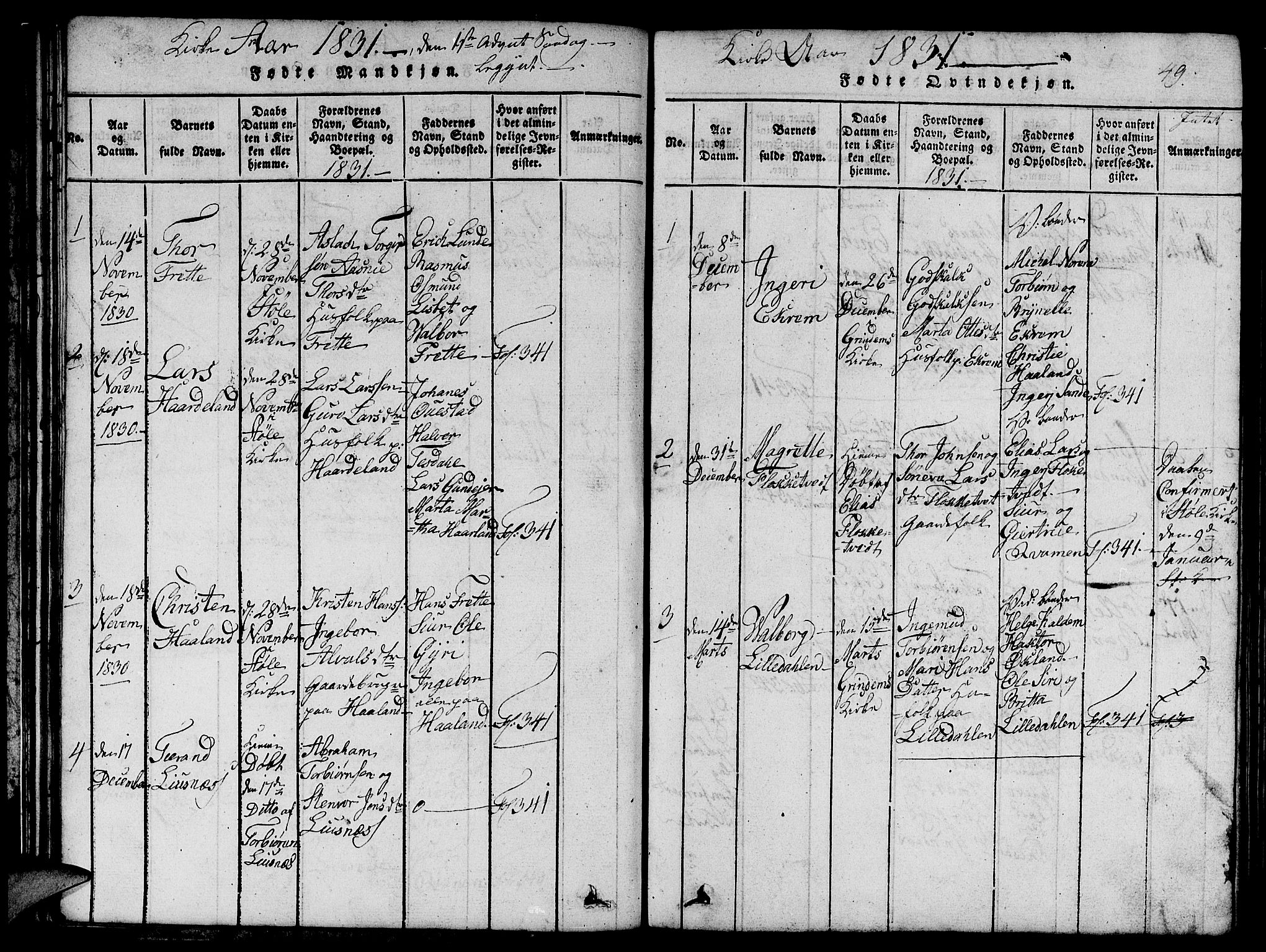 Etne sokneprestembete, SAB/A-75001/H/Hab: Parish register (copy) no. C 1, 1816-1841, p. 49