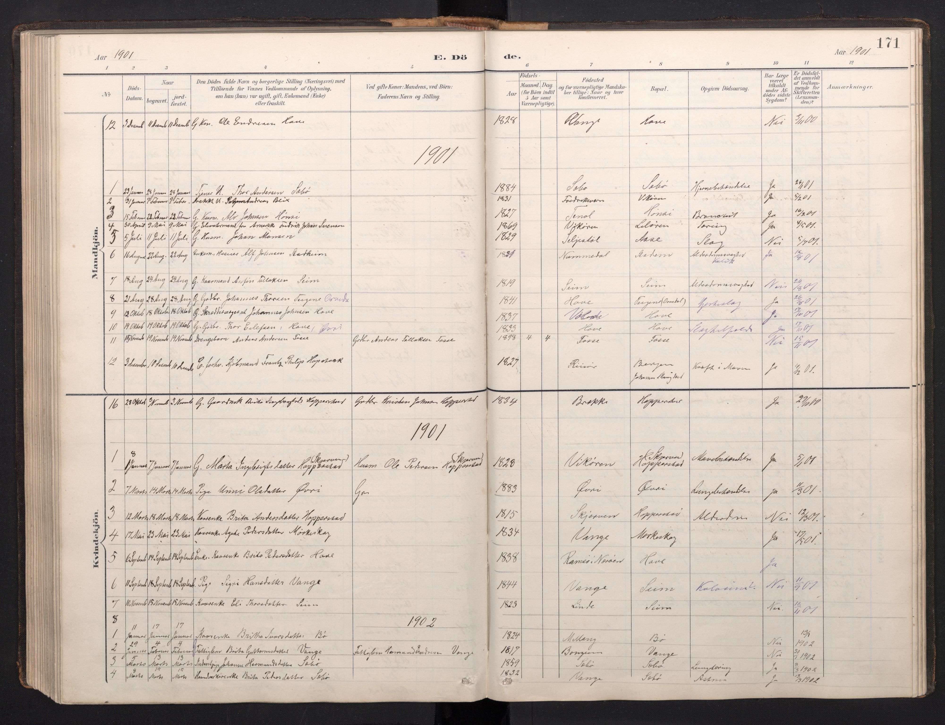 Vik sokneprestembete, AV/SAB-A-81501/H/Hab/Haba/L0004: Parish register (copy) no. A 4, 1895-1914, p. 170b-171a