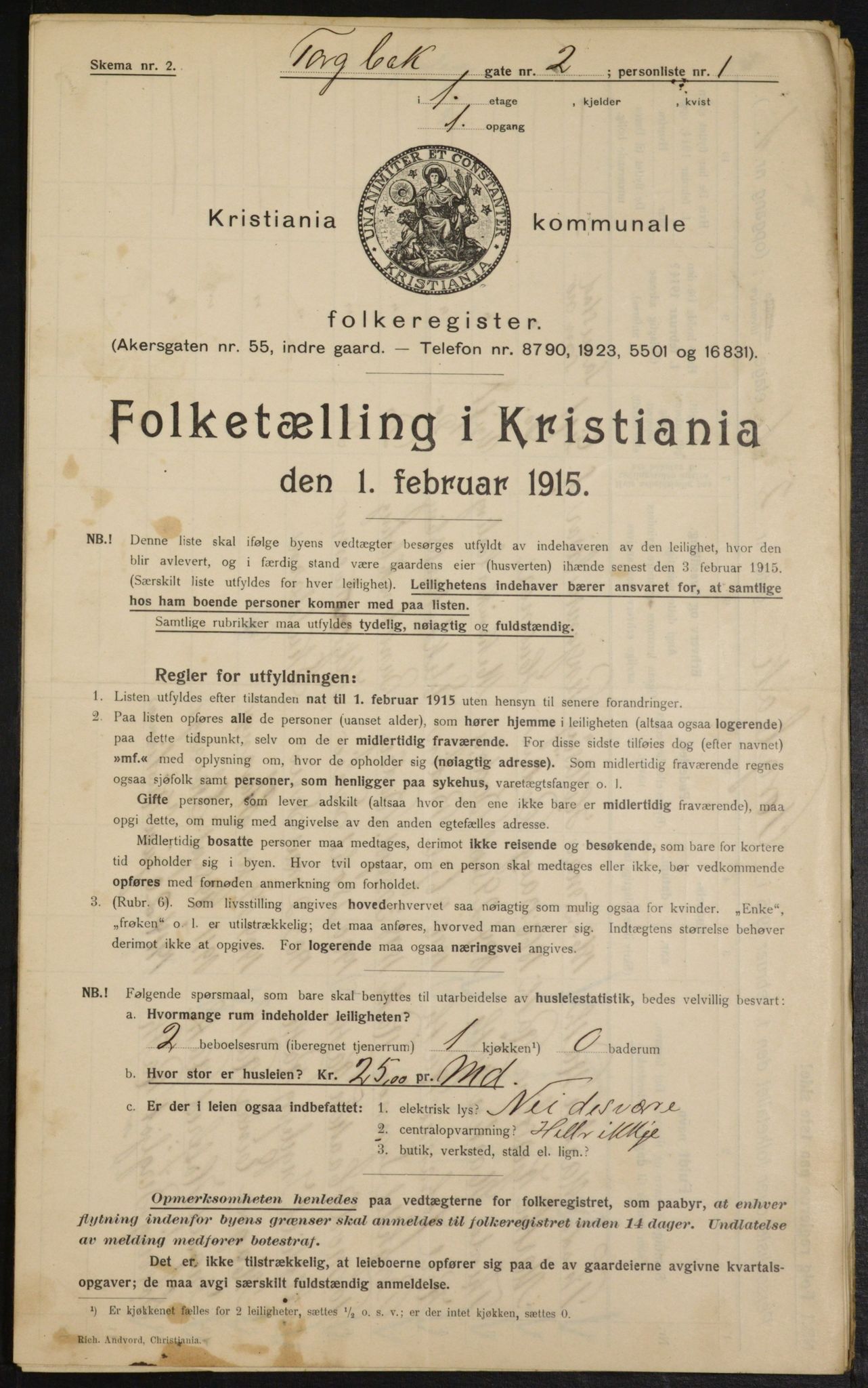 OBA, Municipal Census 1915 for Kristiania, 1915, p. 115320