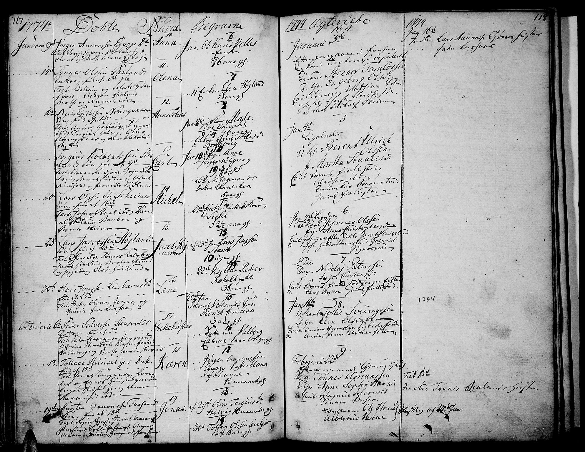 Lista sokneprestkontor, SAK/1111-0027/F/Fa/L0004: Parish register (official) no. A 4, 1768-1794, p. 117-118