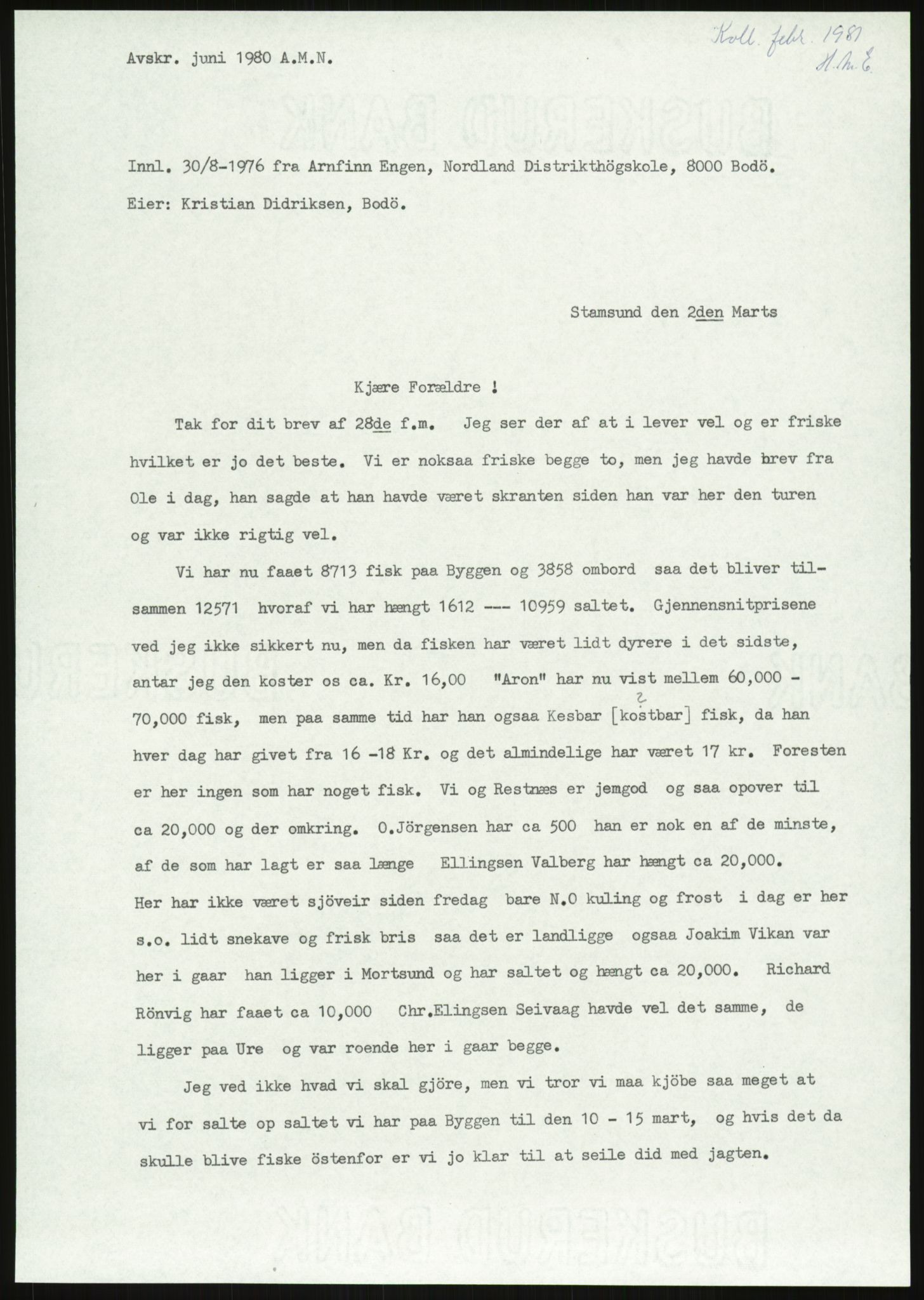 Samlinger til kildeutgivelse, Amerikabrevene, AV/RA-EA-4057/F/L0035: Innlån fra Nordland, 1838-1914, p. 249