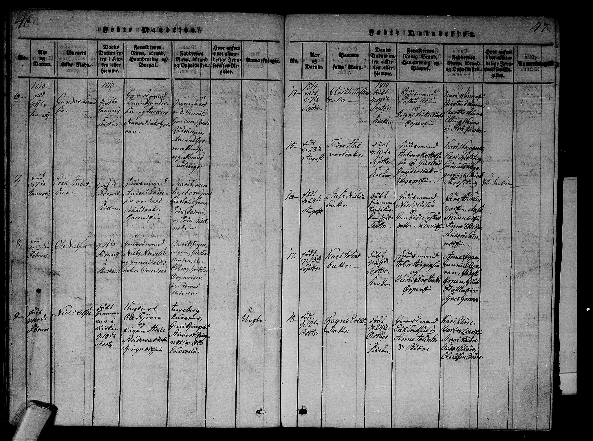 Krødsherad kirkebøker, AV/SAKO-A-19/F/Fa/L0001: Parish register (official) no. 1, 1815-1829, p. 46-47