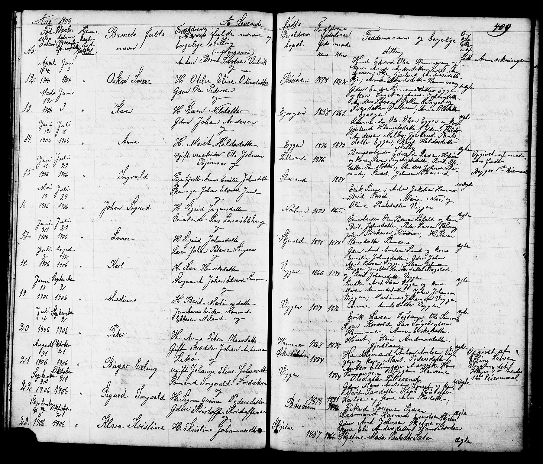 Ministerialprotokoller, klokkerbøker og fødselsregistre - Sør-Trøndelag, SAT/A-1456/665/L0777: Parish register (copy) no. 665C02, 1867-1915, p. 409